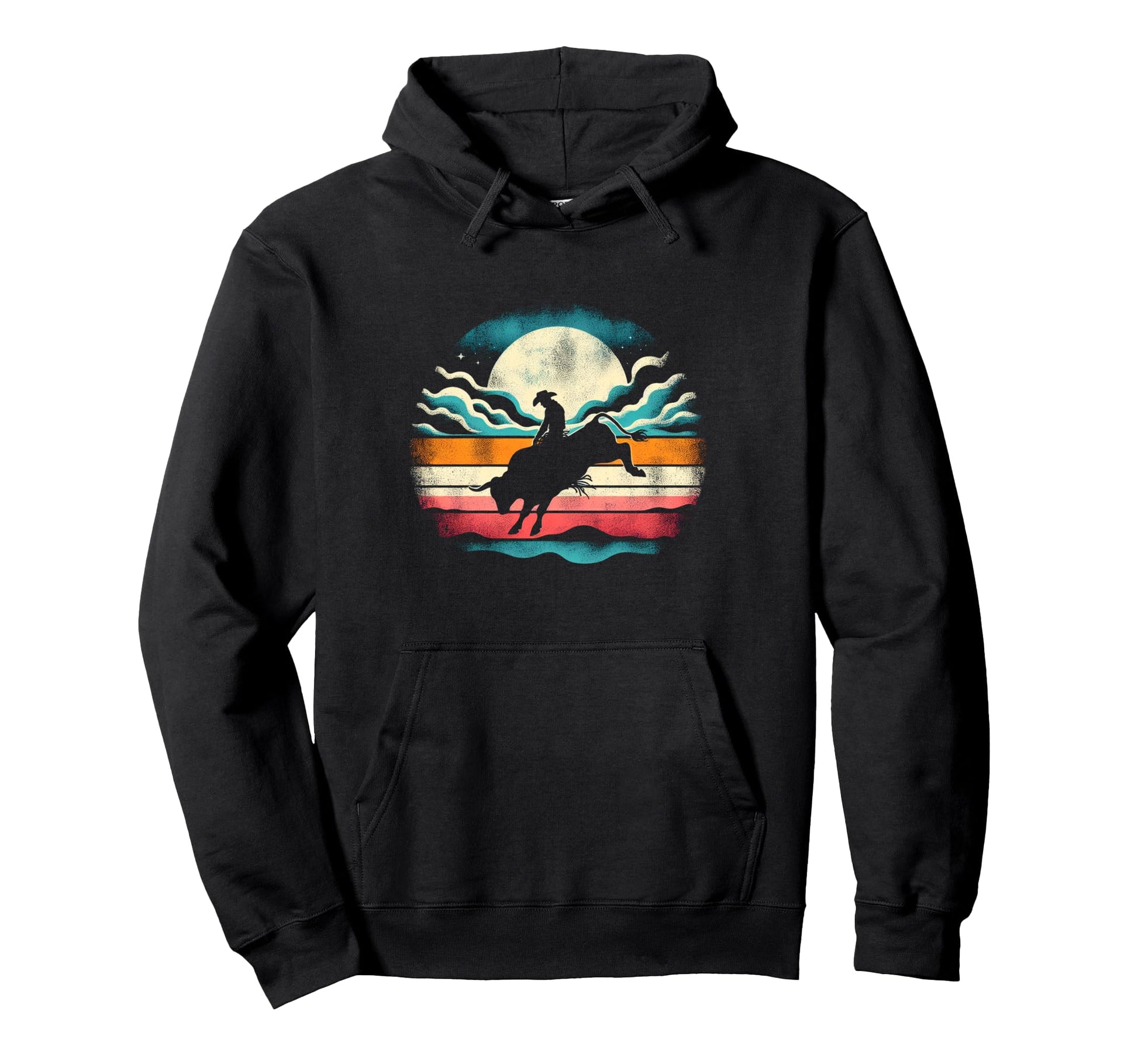 Sunset Cowboy Hoodie - Minimalist Print Men Women - T-Shirt, Sweatshirt, Hoodie