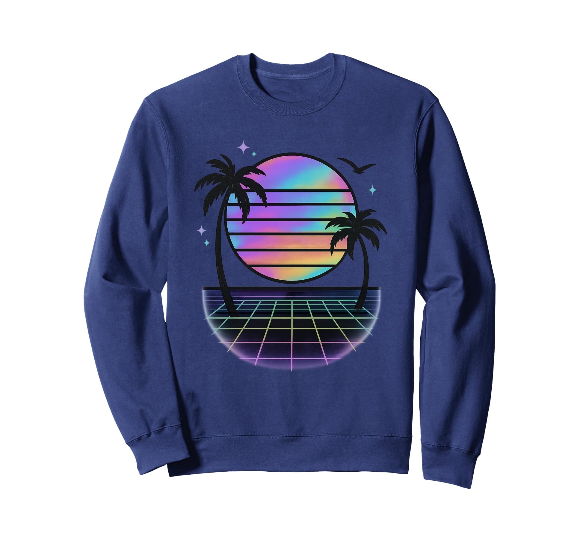 Sunset Vaporwave Aesthetic Palm Sweatshirt - Minimalist Print for Adults - T-Shirt, Sweatshirt, Hoodie