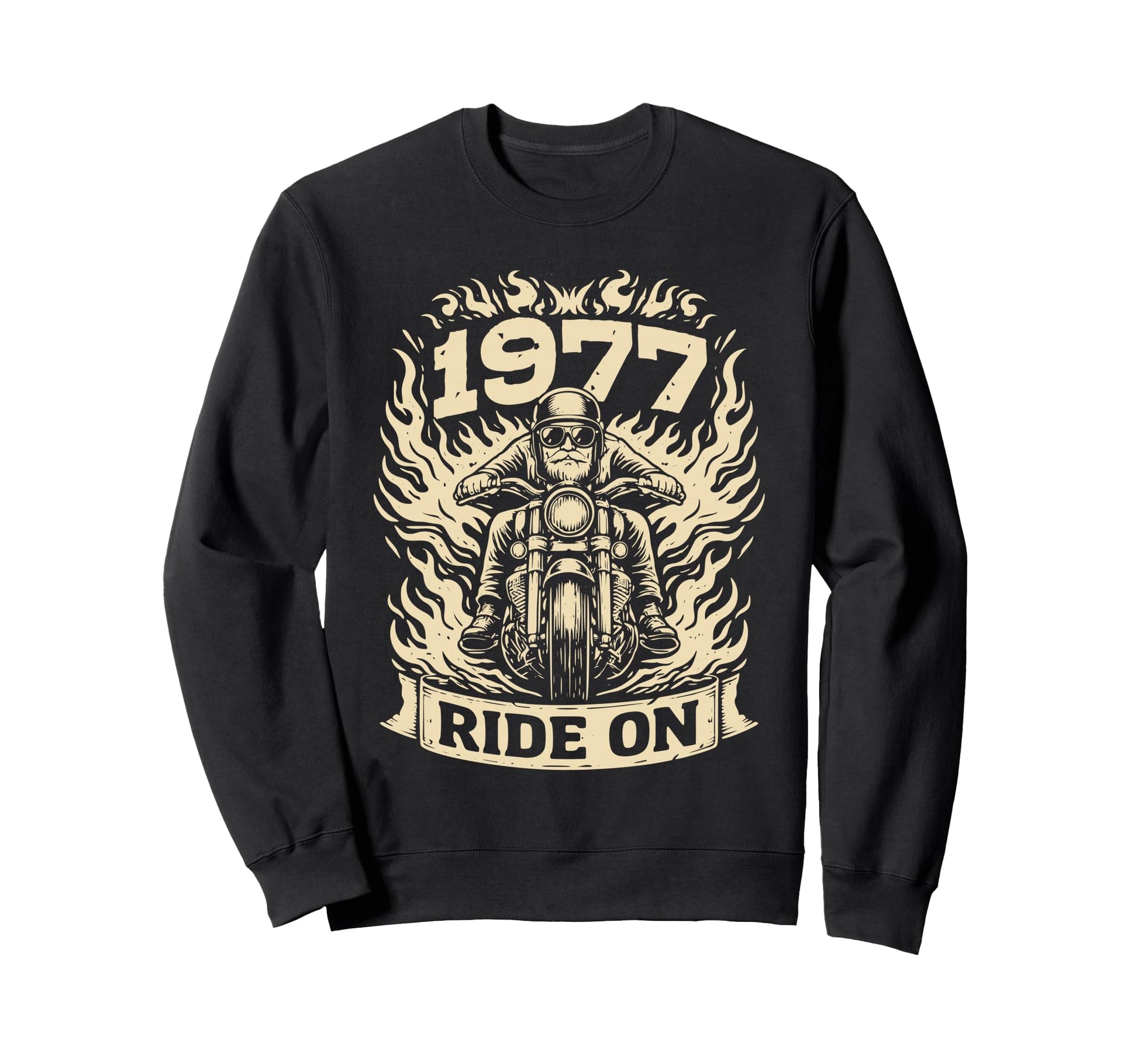 Biker 1977 Ride Birthday Sweatshirt - Fun Novelty Design Men Women - T-Shirt, Sweatshirt, Hoodie