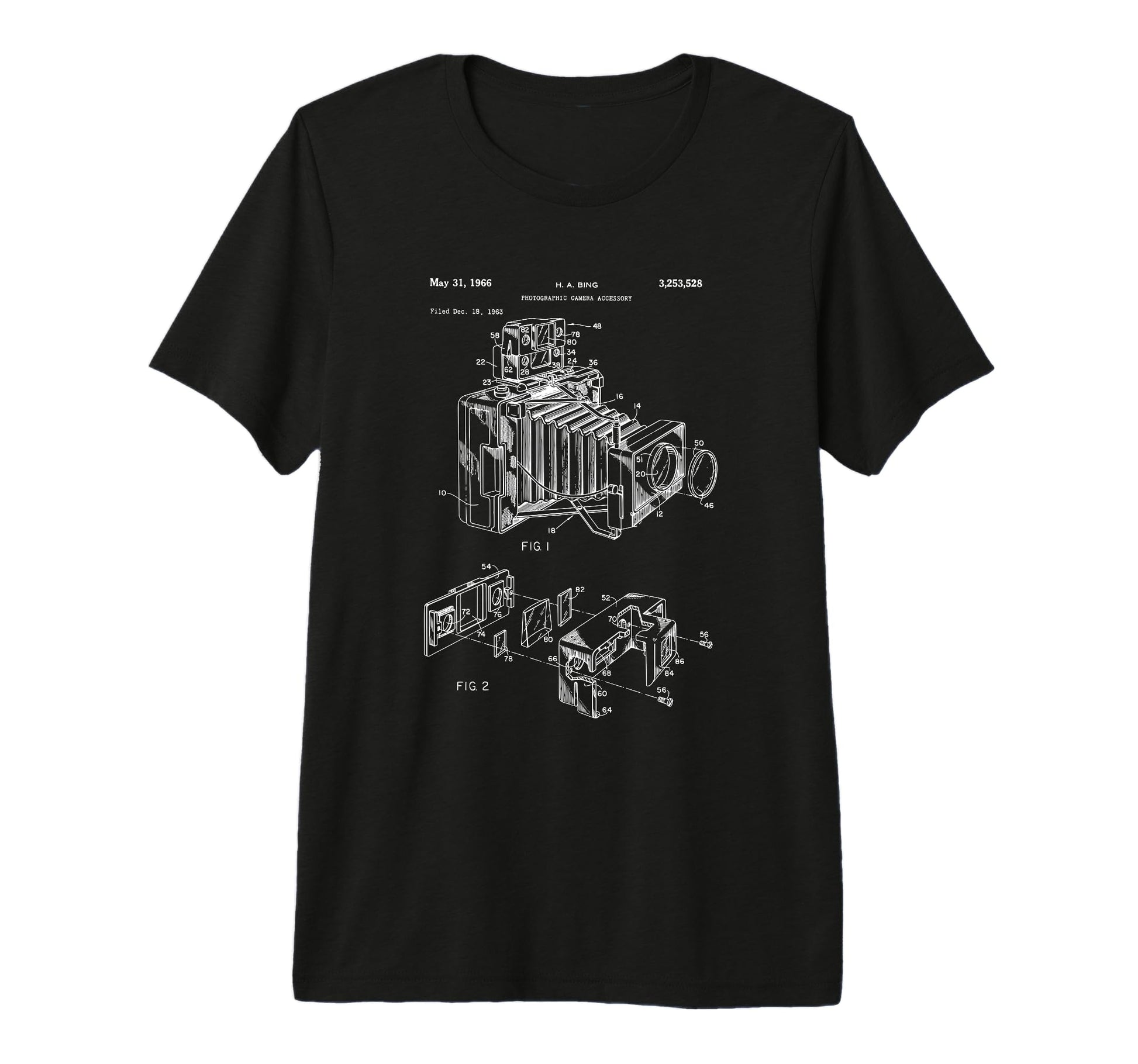 Camera Diagram Patent 1966 T-Shirt - Casual Everyday Wear Men Women - T-Shirt, Sweatshirt, Hoodie