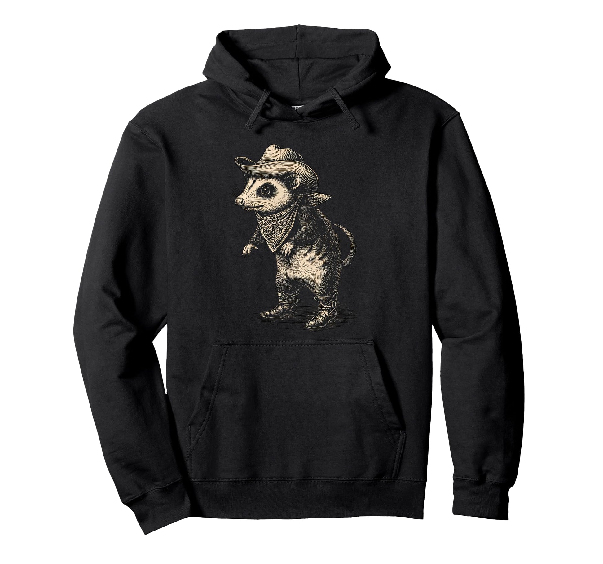 Country Cowboy Opossum Rodeo Cowgirl Hoodie - Custom Art Print for Adults - T-Shirt, Sweatshirt, Hoodie