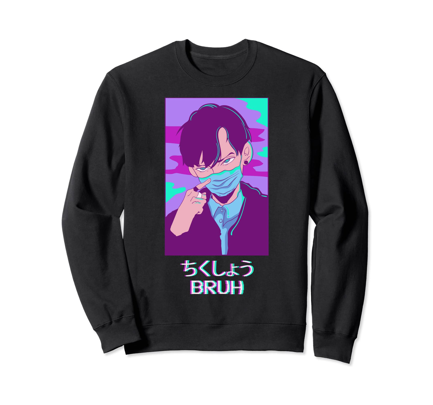 Anime Bruh Japanese Vaporwave Sweatshirt - Fun Novelty Design Men Women - T-Shirt, Sweatshirt, Hoodie
