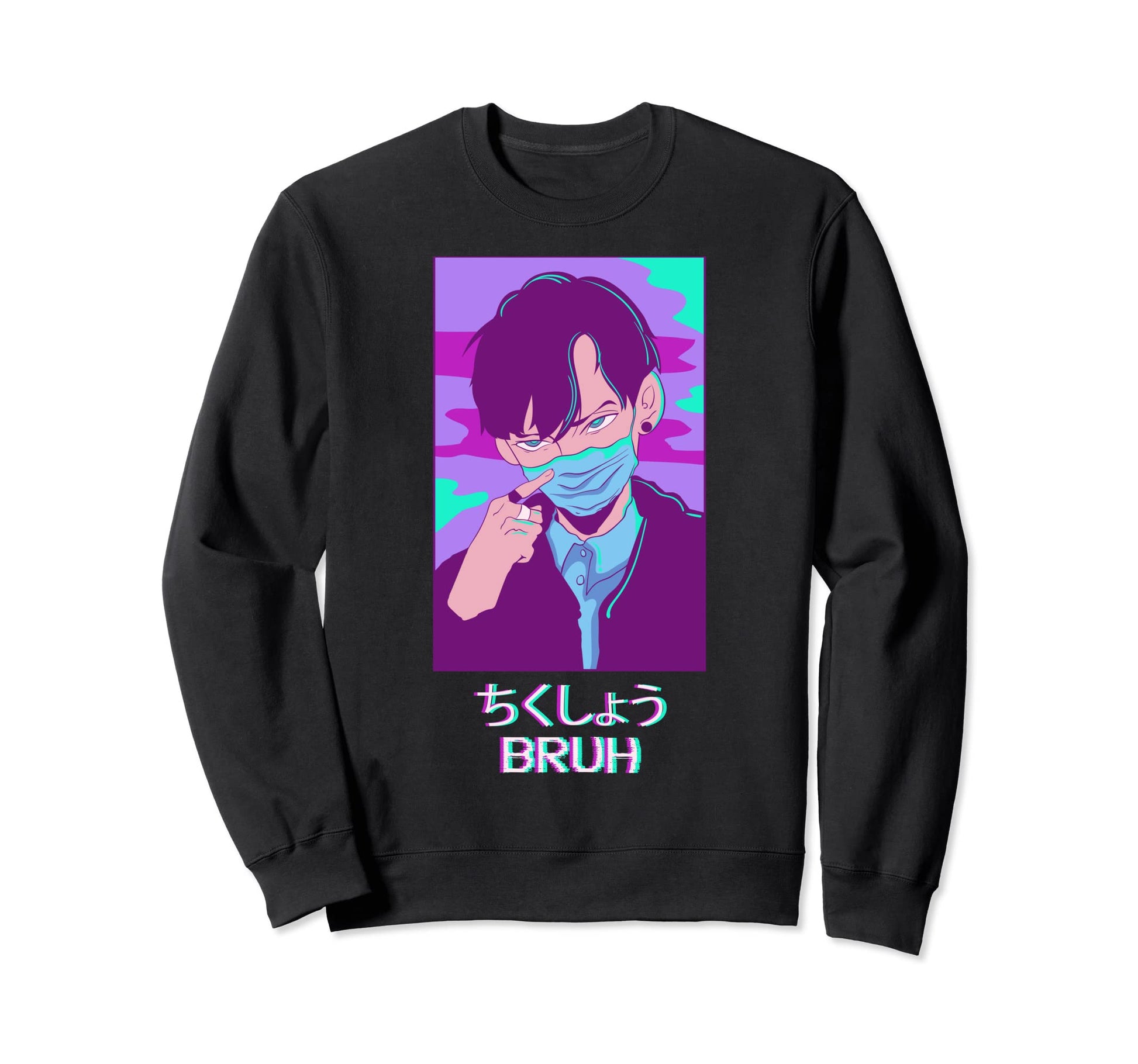 Anime Bruh Japanese Vaporwave Sweatshirt - Fun Novelty Design Men Women - T-Shirt, Sweatshirt, Hoodie