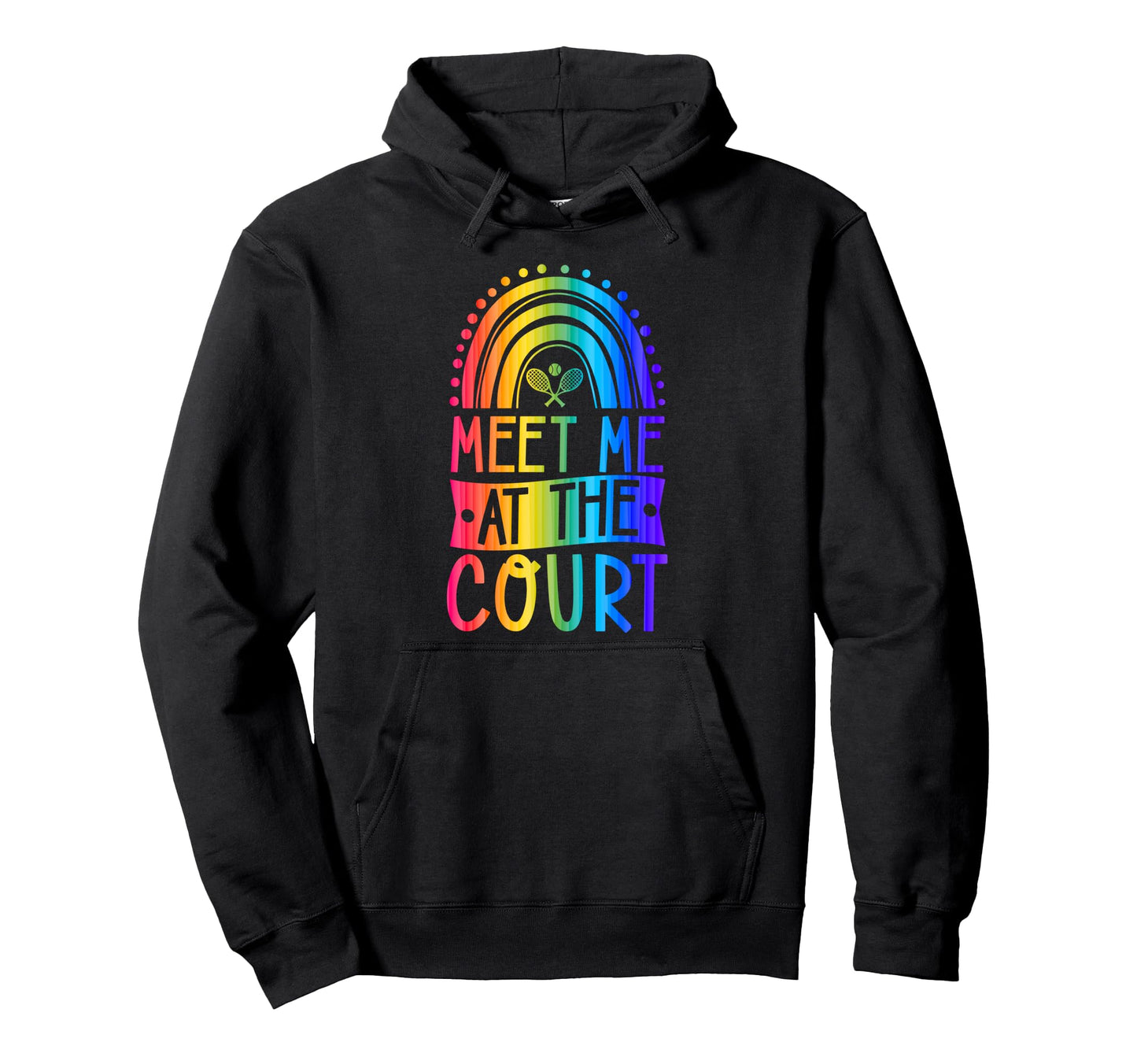Meet Me Court Tennis Court Bohemian Hoodie - Minimalist Print Men Women - T-Shirt, Sweatshirt, Hoodie