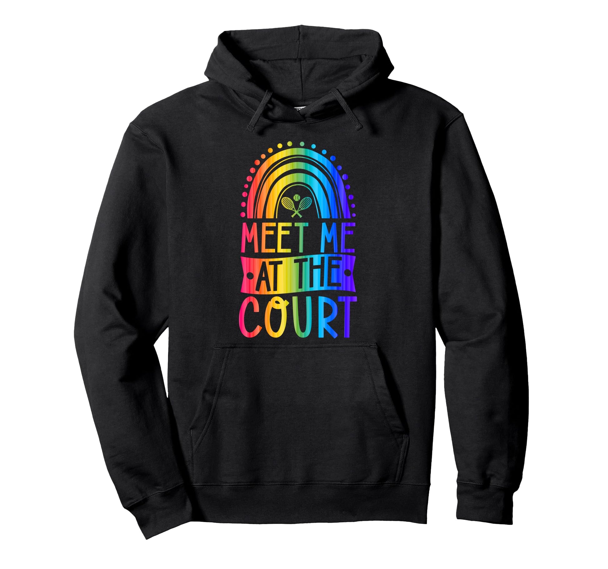 Meet Me Court Tennis Court Bohemian Hoodie - Minimalist Print Men Women - T-Shirt, Sweatshirt, Hoodie