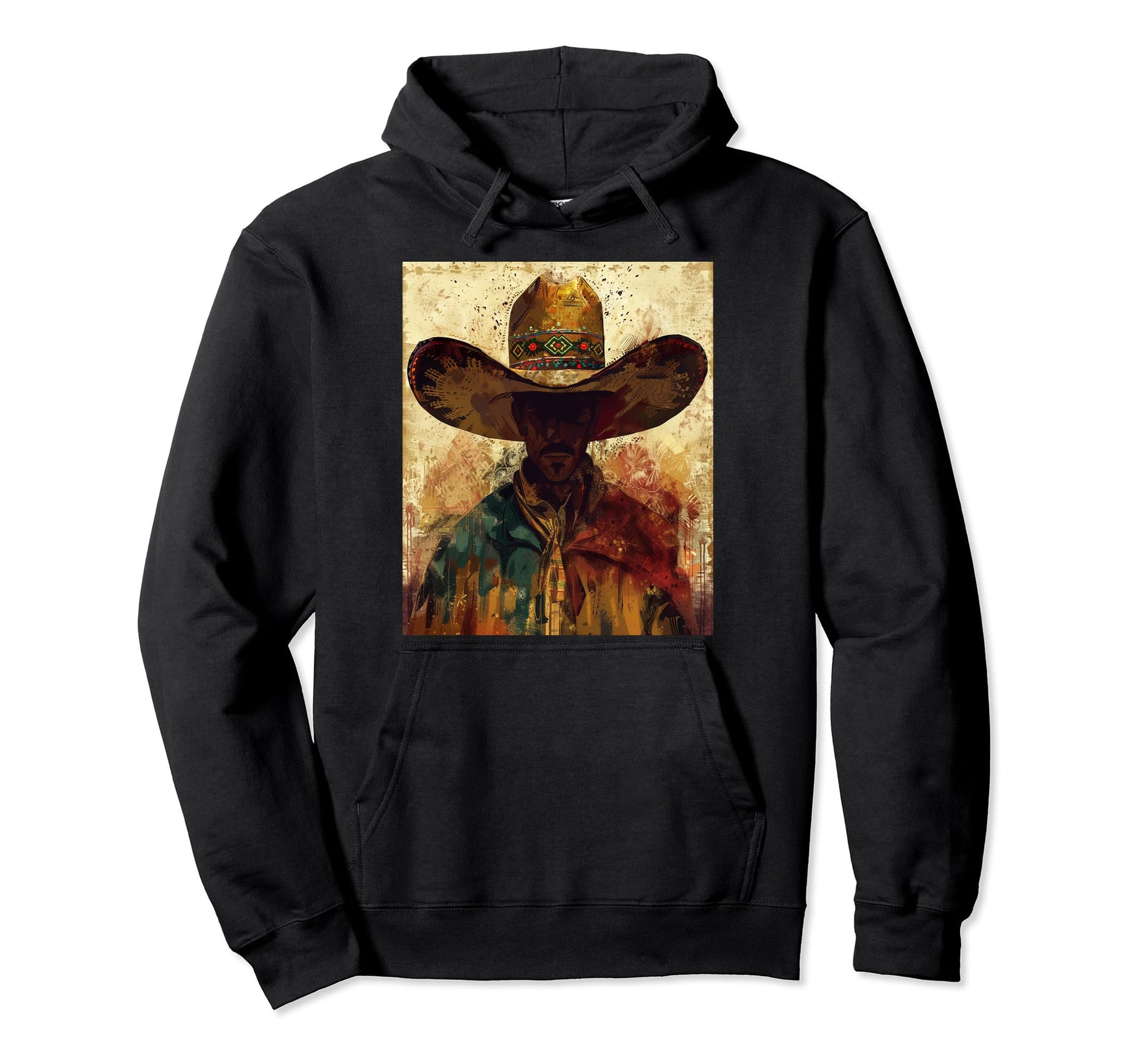 1950S Western Mexican Cowboy Sombrero Hoodie - Custom Art Print Men Women - T-Shirt, Sweatshirt, Hoodie