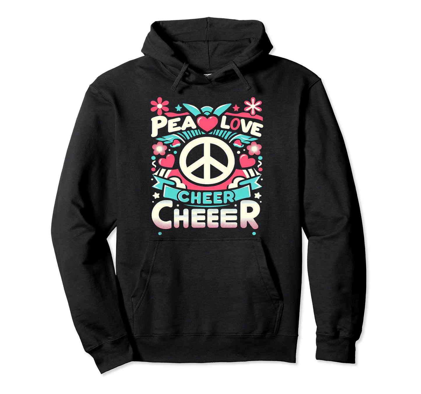 Peace Love Cheer Support Hoodie - Minimalist Print for Adults - T-Shirt, Sweatshirt, Hoodie