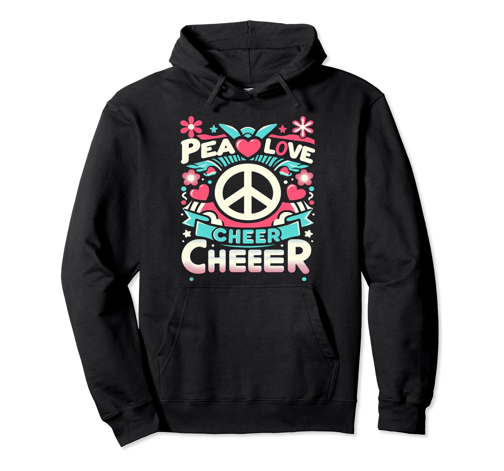Peace Love Cheer Support Hoodie - Minimalist Print for Adults - T-Shirt, Sweatshirt, Hoodie