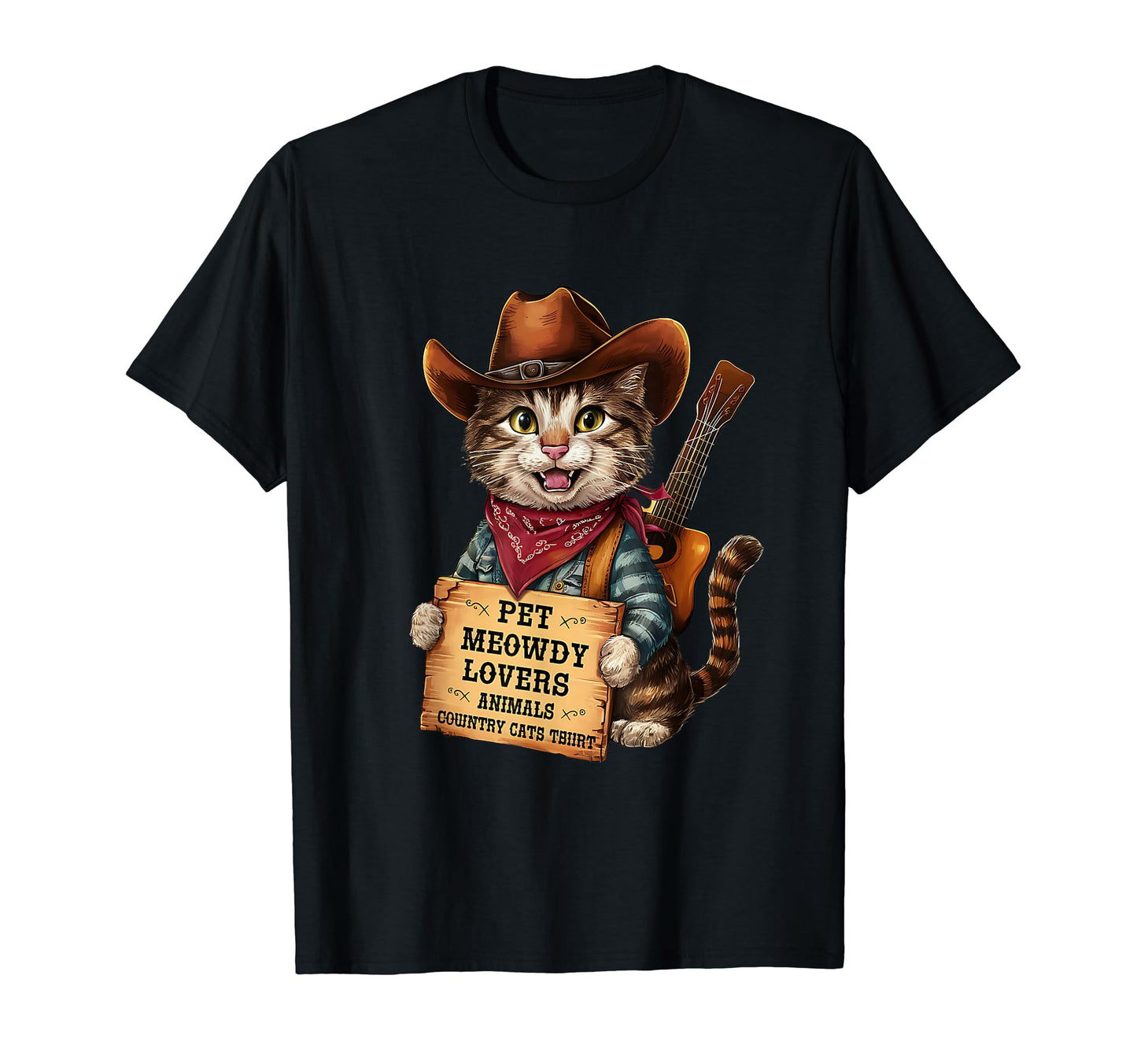 Cowboy Hat Pet Meowdy T-Shirt - Custom Art Print Unisex - T-Shirt, Sweatshirt, Hoodie