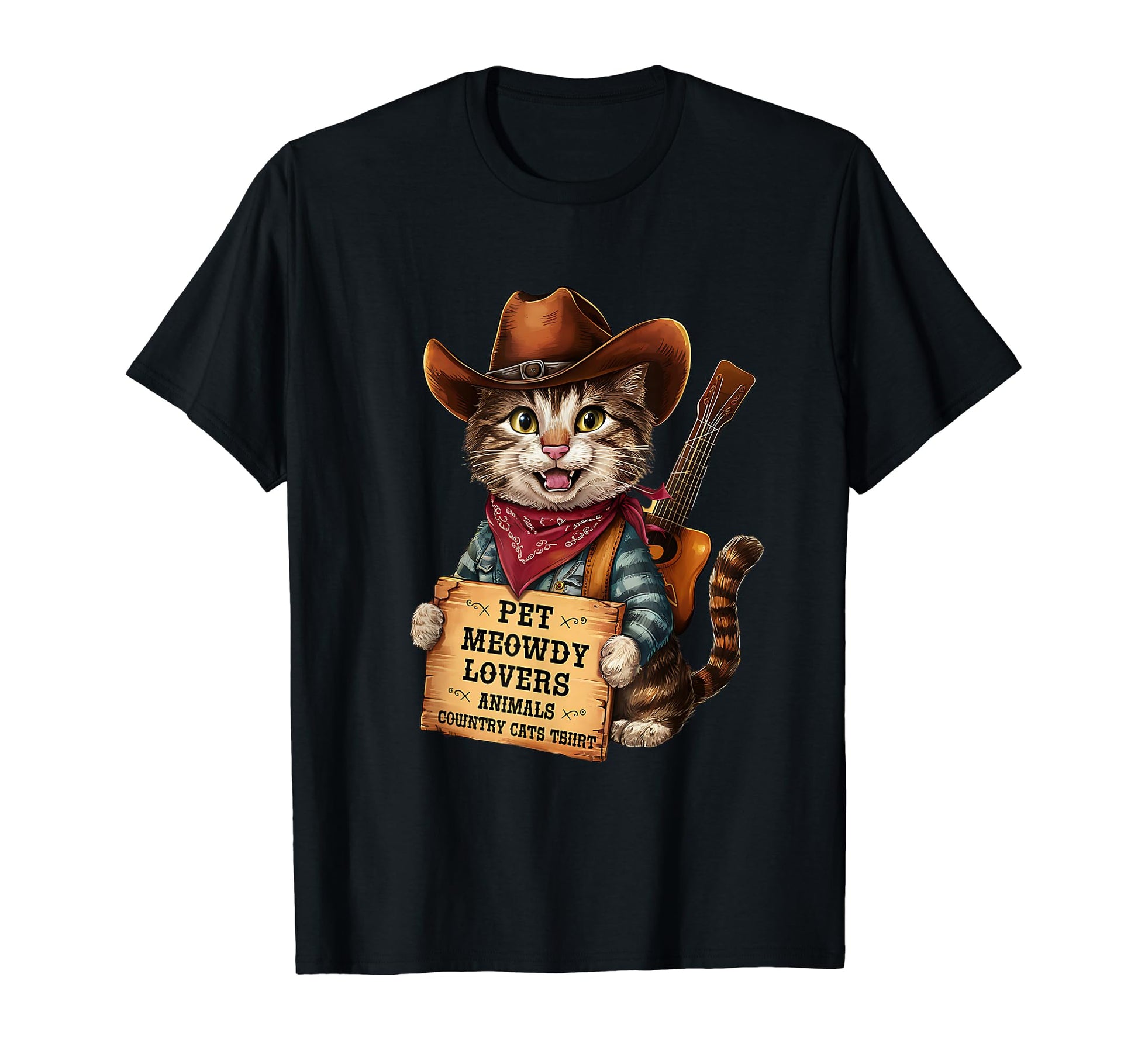 Cowboy Hat Pet Meowdy T-Shirt - Custom Art Print Unisex - T-Shirt, Sweatshirt, Hoodie