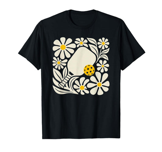Boho Pickleball Pickleballer Floral T-Shirt - Aesthetic Graphic for Adults - T-Shirt, Sweatshirt, Hoodie