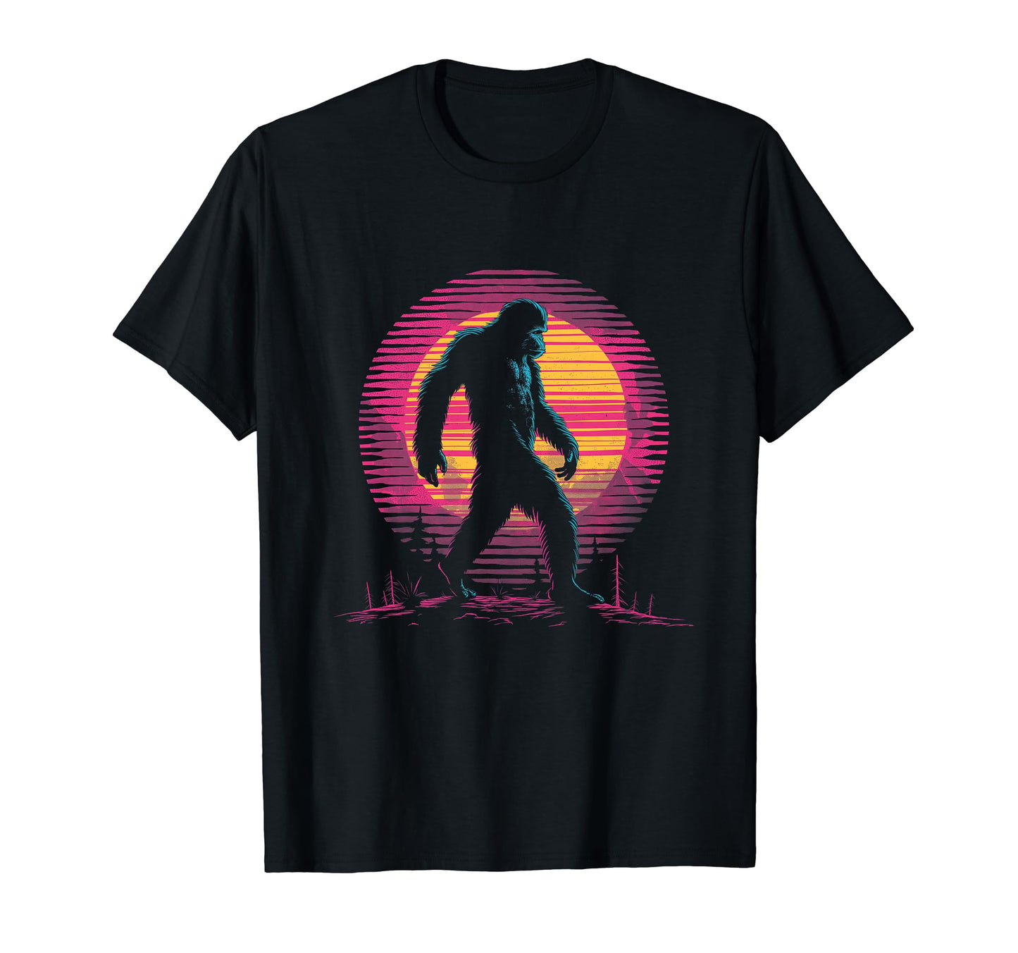 Bigfoot Vaporwave Aesthetic Synthwave 80S T-Shirt - Novelty Apparel Unisex - T-Shirt, Sweatshirt, Hoodie