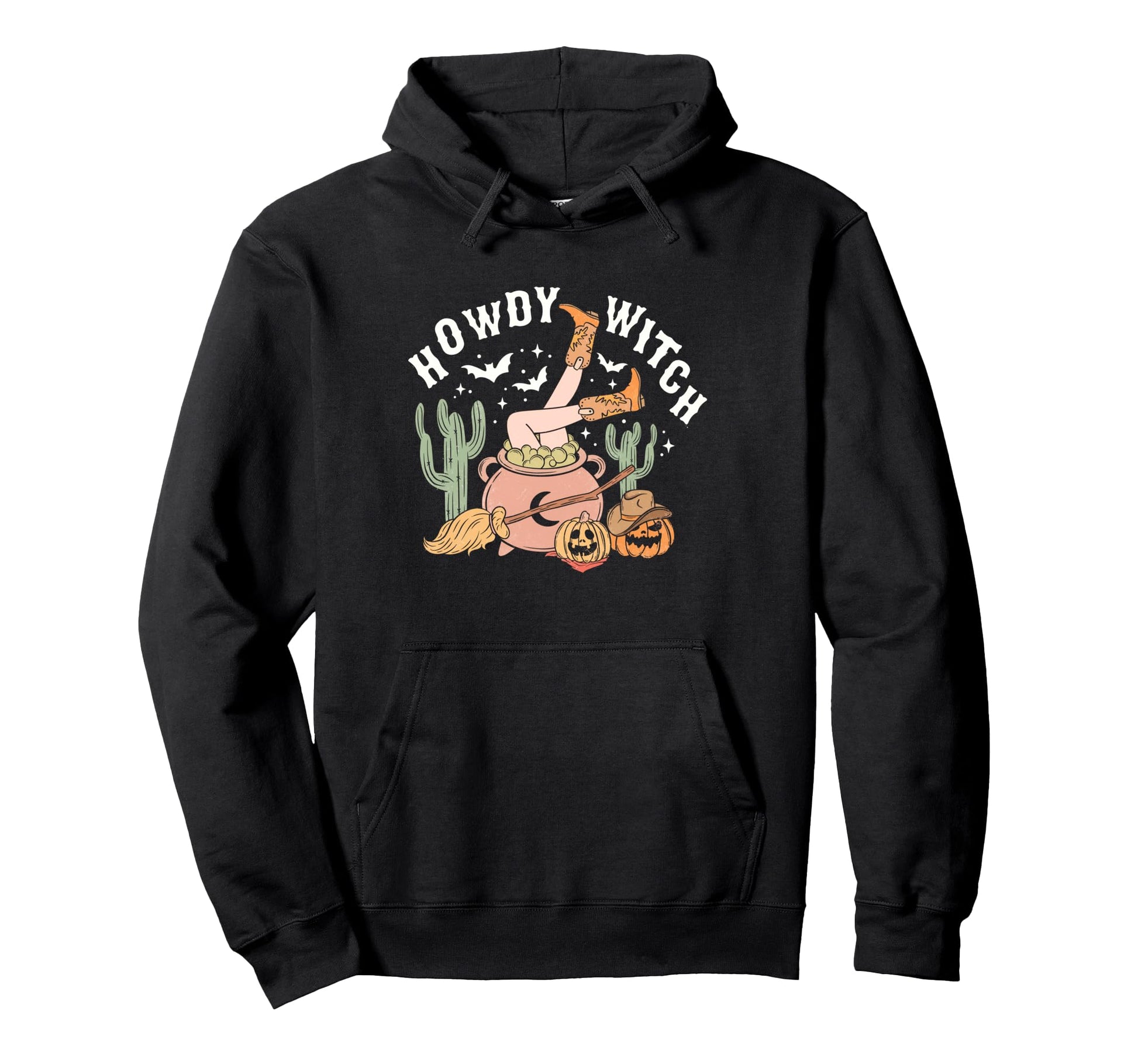 Howdy Witch Western Halloween Pumpkin Hoodie - Minimalist Print for Adults - T-Shirt, Sweatshirt, Hoodie