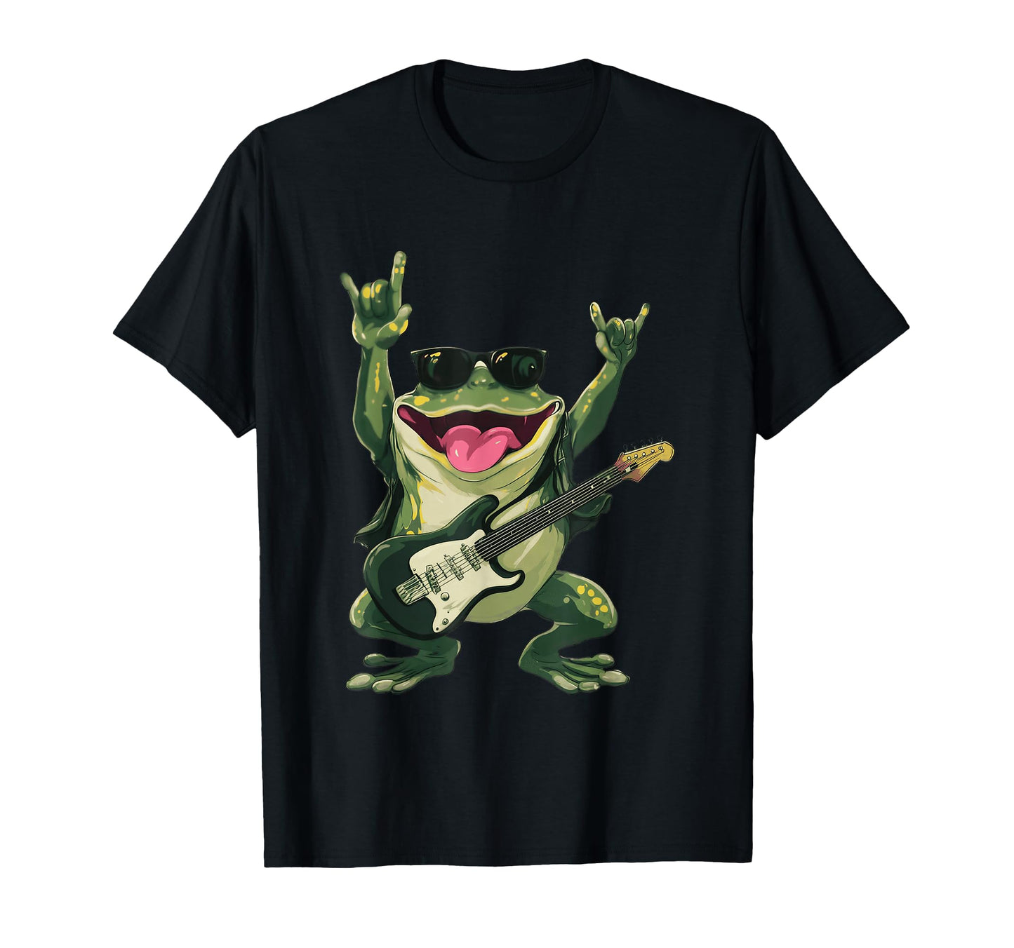 Funny Rock Frog Guitar Player Cartoon T-Shirt - Graphic Print for Adults - T-Shirt, Sweatshirt, Hoodie