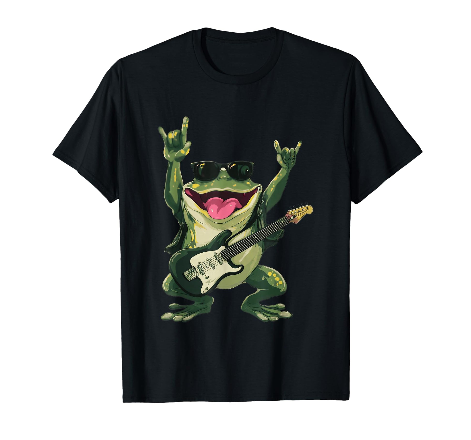 Funny Rock Frog Guitar Player Cartoon T-Shirt - Graphic Print for Adults - T-Shirt, Sweatshirt, Hoodie