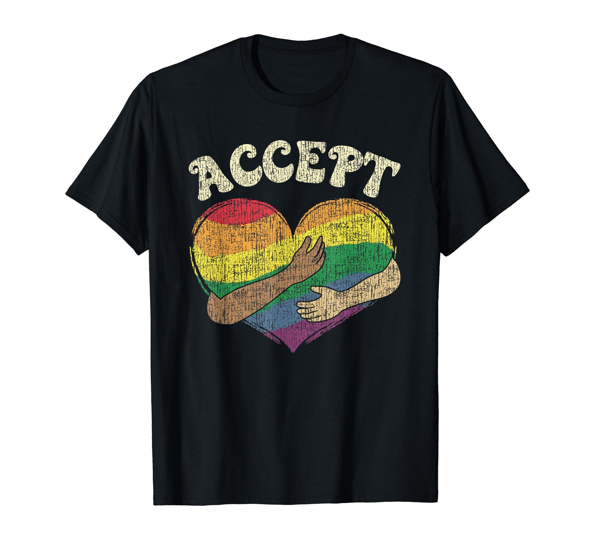 Accept Heart Rainbow Lgbt T-Shirt - Streetwear Style Men Women - T-Shirt, Sweatshirt, Hoodie