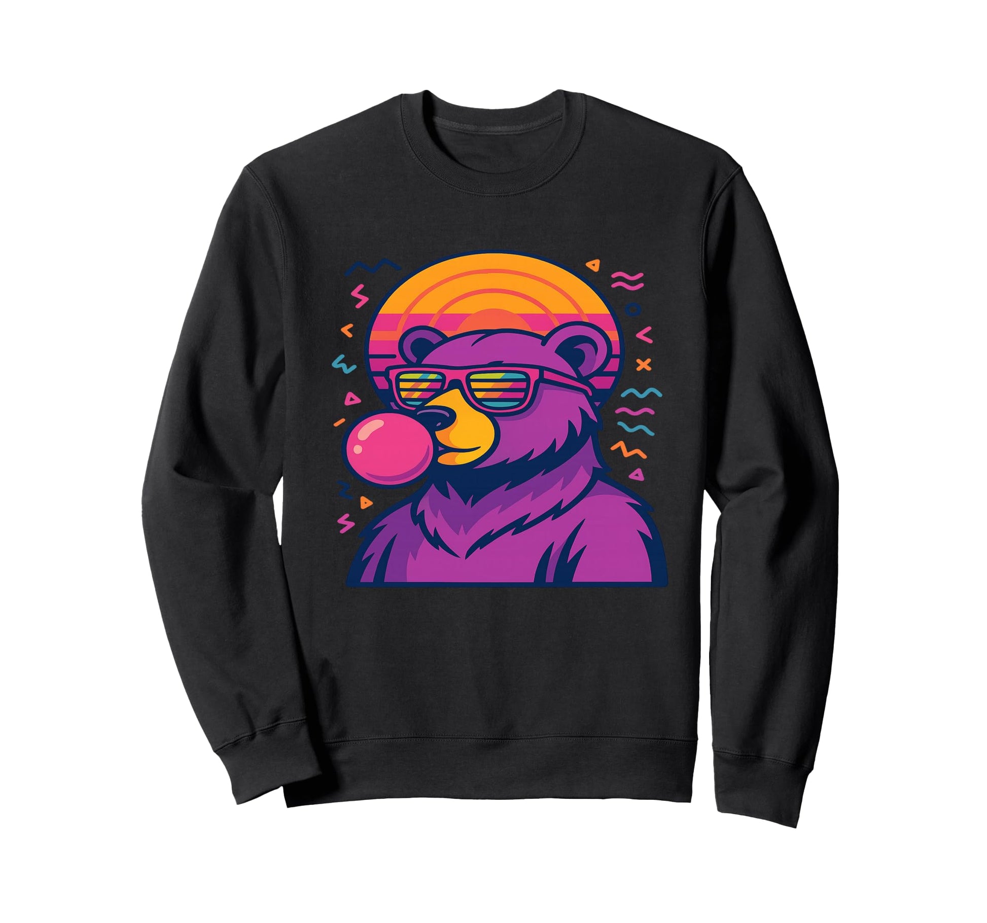 Bear Bubblegum Sunset Vaporwave Sweatshirt - Minimalist Print Men Women - T-Shirt, Sweatshirt, Hoodie