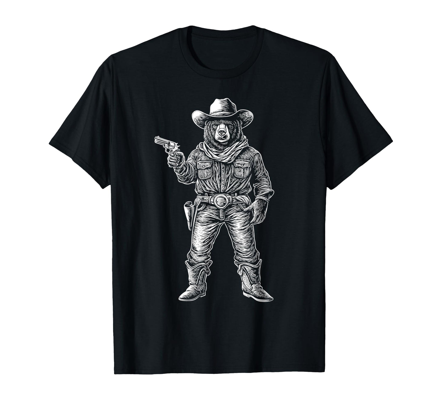 Black Bear Cowboy Western Country T-Shirt - Minimalist Print for Adults - T-Shirt, Sweatshirt, Hoodie
