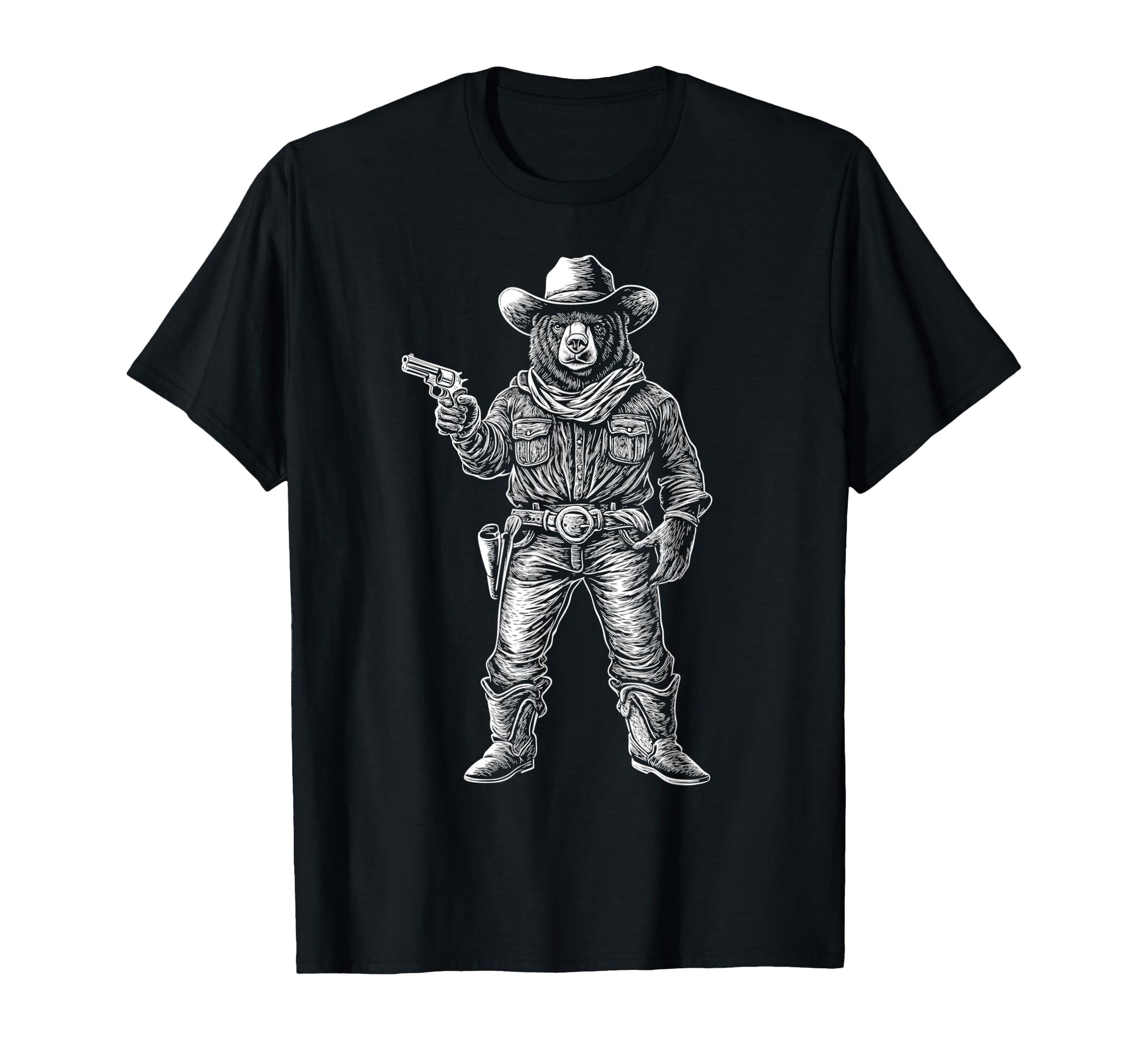 Black Bear Cowboy Western Country T-Shirt - Minimalist Print for Adults - T-Shirt, Sweatshirt, Hoodie