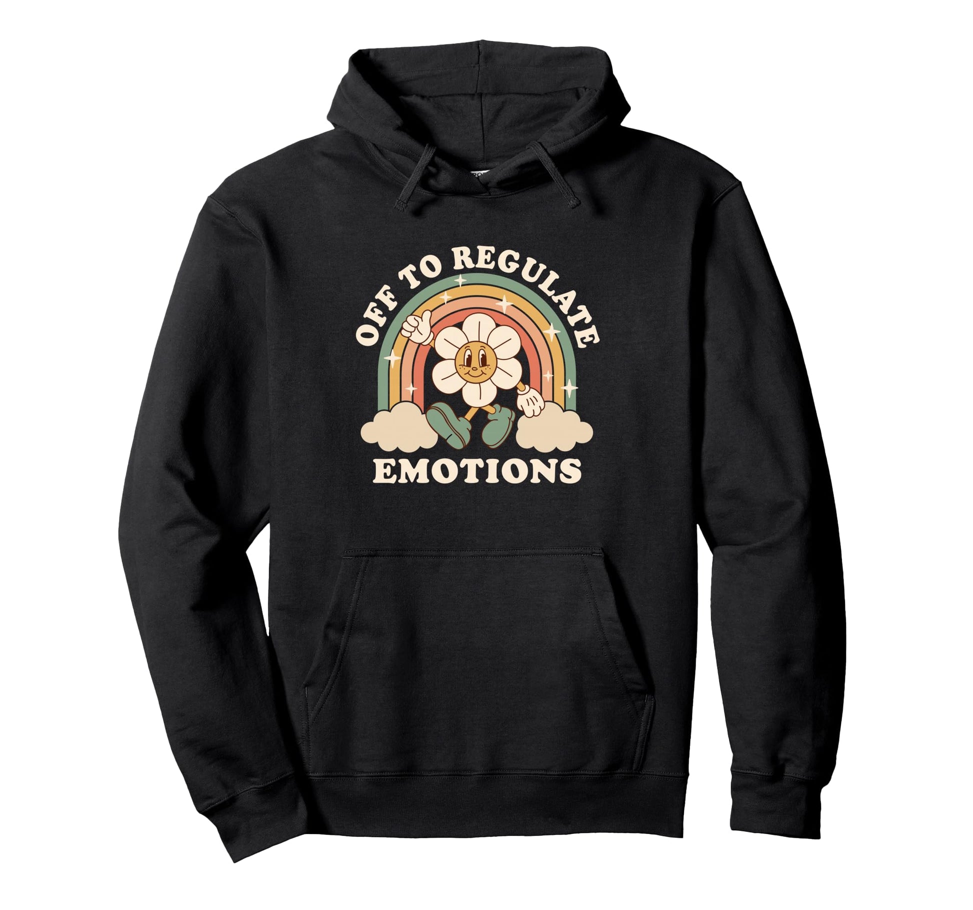 Off To Regulate Emotions Rainbow Flower Hoodie - Aesthetic Graphic Unisex - T-Shirt, Sweatshirt, Hoodie