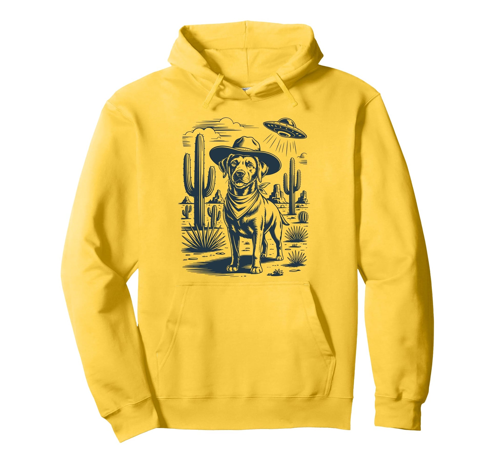 Cowboy Black Labrador Retriever Dog Ufo Hoodie - Novelty Apparel Unisex - T-Shirt, Sweatshirt, Hoodie