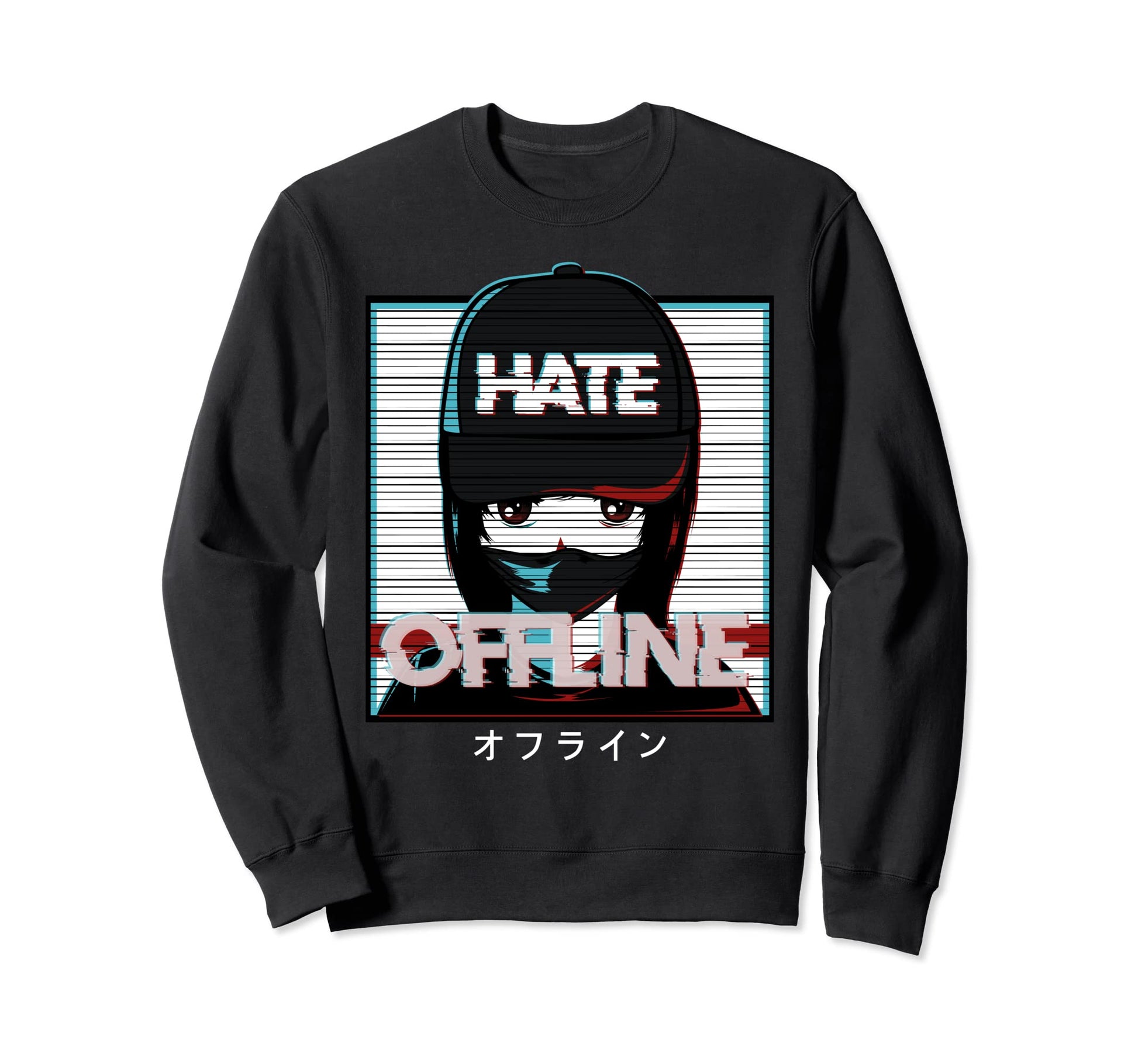 Hate Offline Sad Teen Anime Sweatshirt - Novelty Apparel Men Women - T-Shirt, Sweatshirt, Hoodie