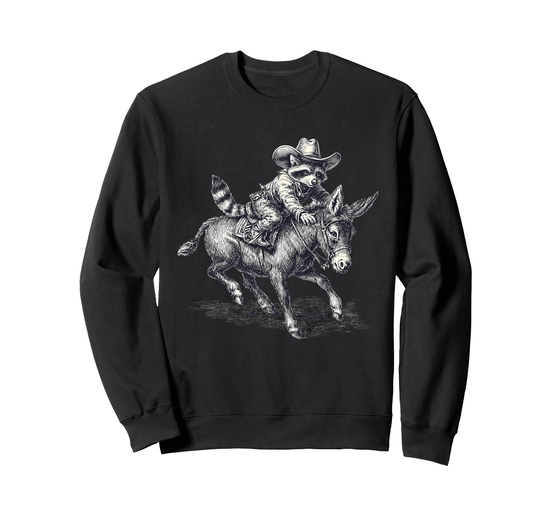 Raccoon Cowboy Rodeo Cowgirl Western Sweatshirt - Trendy Graphic Men Women - T-Shirt, Sweatshirt, Hoodie