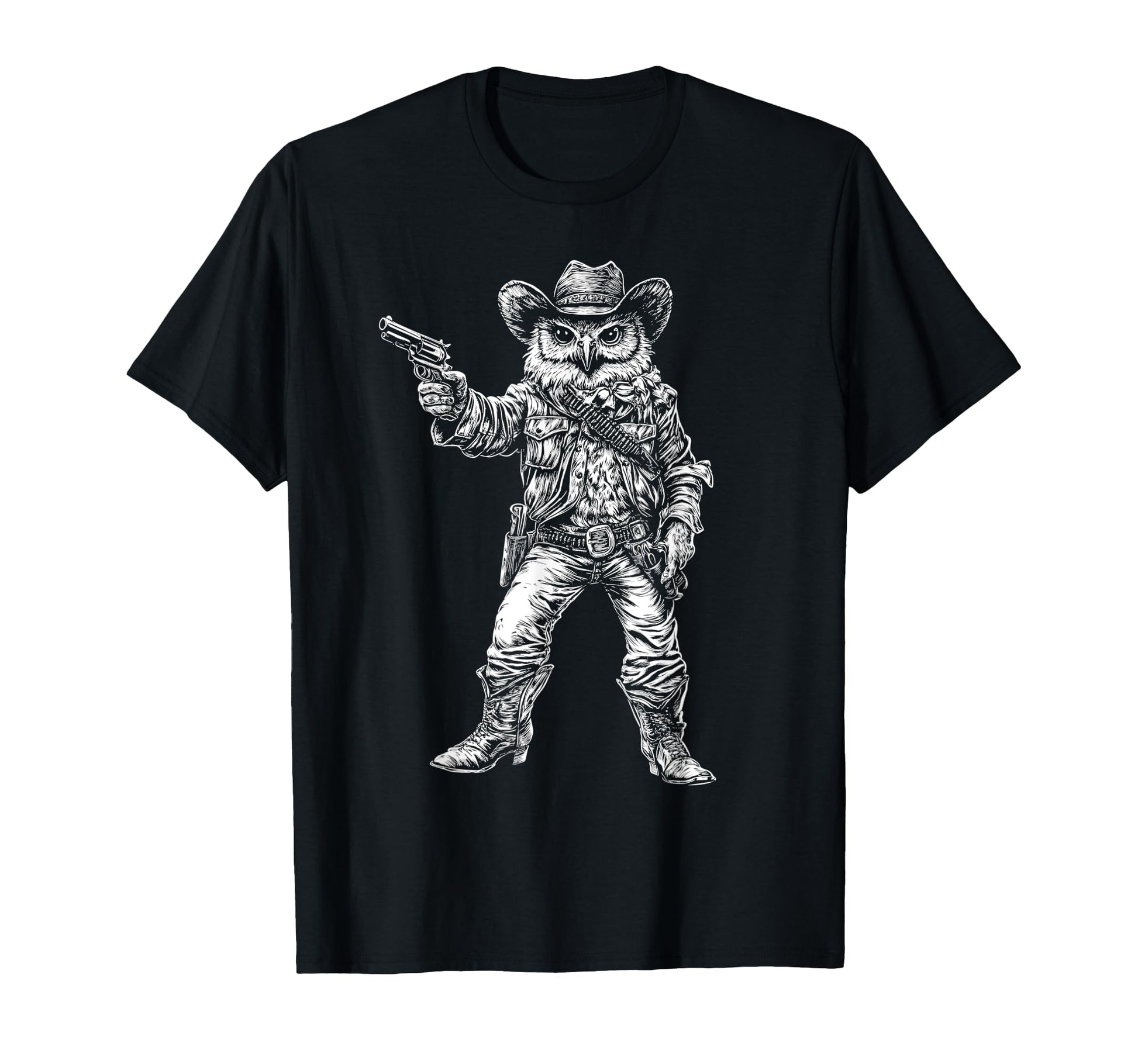 Owl Cowboy Western Country Cowgirl T-Shirt - Fun Novelty Design for Adults - T-Shirt, Sweatshirt, Hoodie