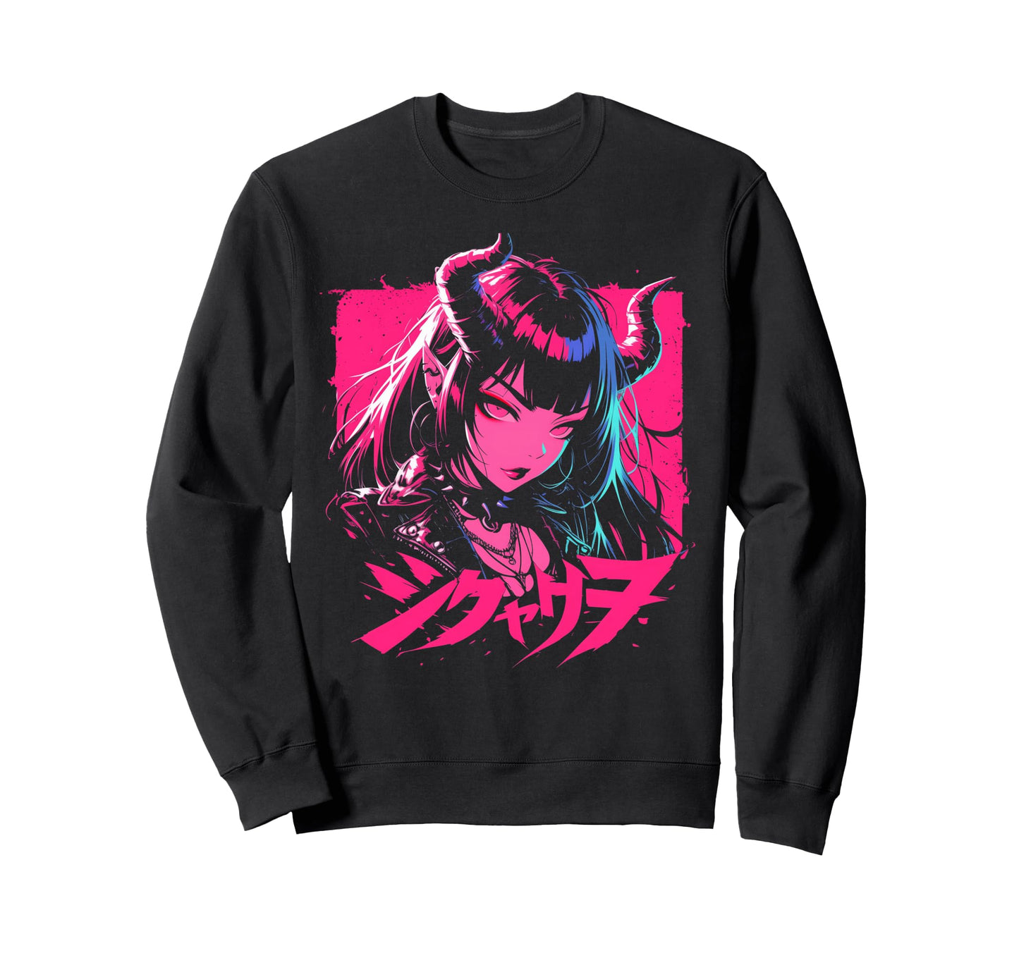 Goth Grunge Demon Anime Waifu Sweatshirt - Fun Novelty Design Men Women - T-Shirt, Sweatshirt, Hoodie