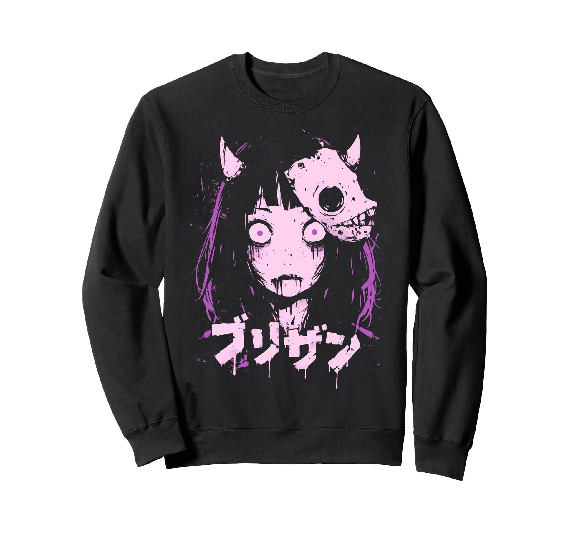 Goth Grunge Demon Anime Waifu Sweatshirt - Fun Novelty Design Men Women - T-Shirt, Sweatshirt, Hoodie