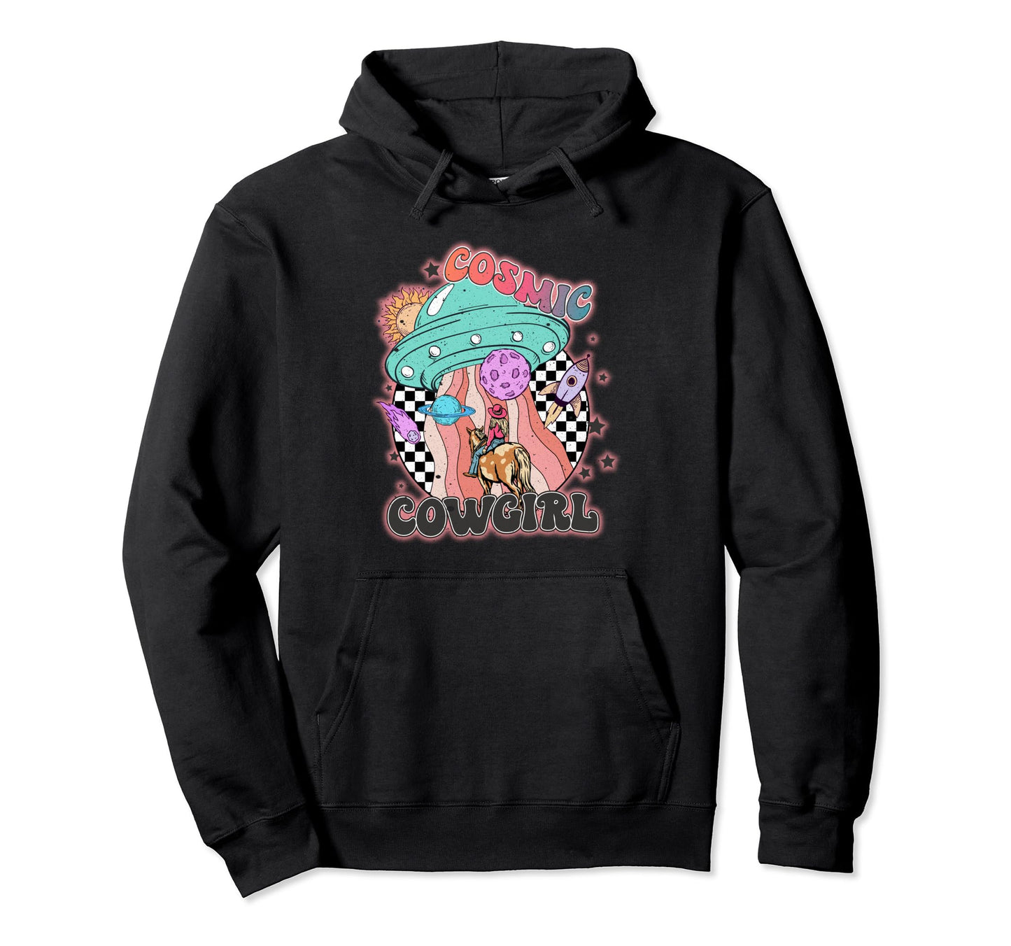 Ufo Cowgirls Horse Western Cosmos Hoodie - Unique Graphic Men Women - T-Shirt, Sweatshirt, Hoodie