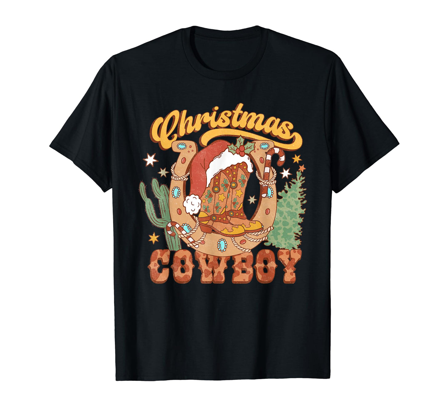 Cowboy Boots Western Tree Horseshoe T-Shirt - Fun Novelty Design for Adults - T-Shirt, Sweatshirt, Hoodie