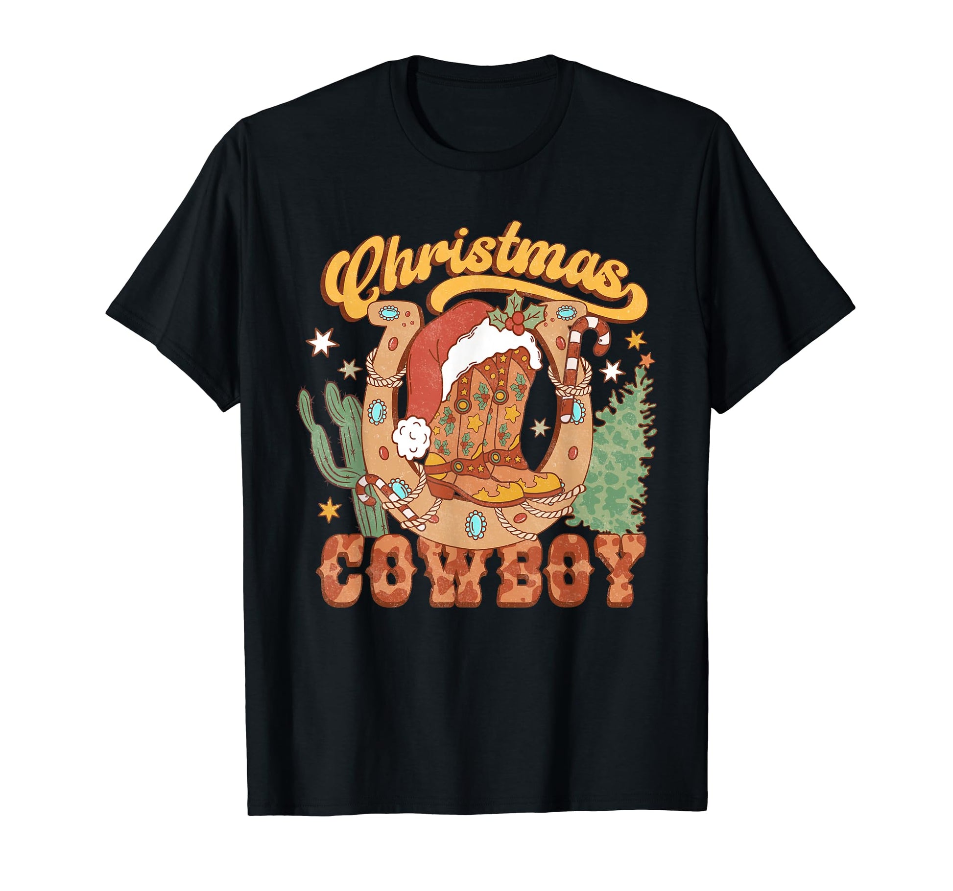 Cowboy Boots Western Tree Horseshoe T-Shirt - Fun Novelty Design for Adults - T-Shirt, Sweatshirt, Hoodie