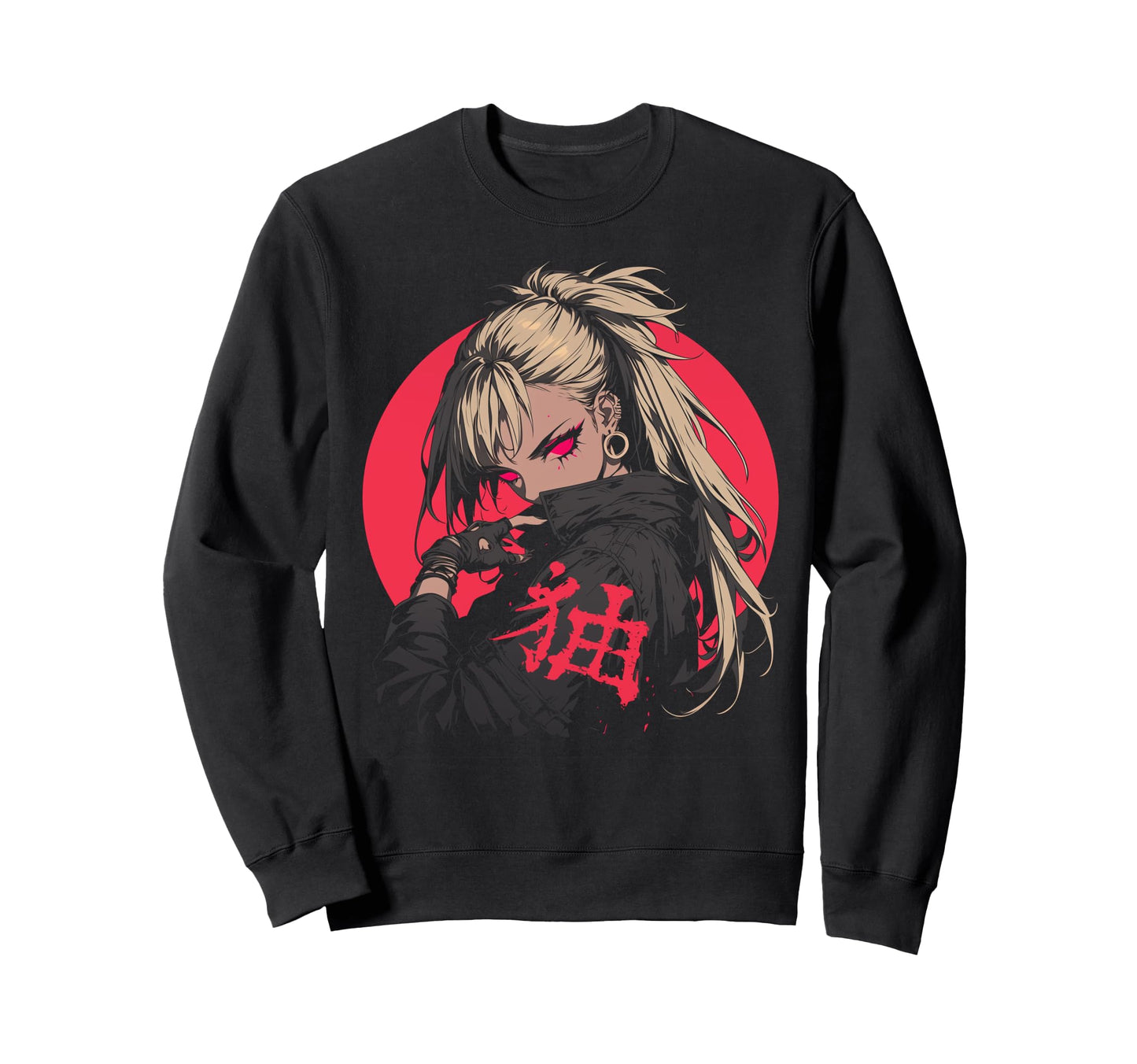 Goth Grunge Demon Anime Waifu Sweatshirt - Custom Art Print for Adults - T-Shirt, Sweatshirt, Hoodie