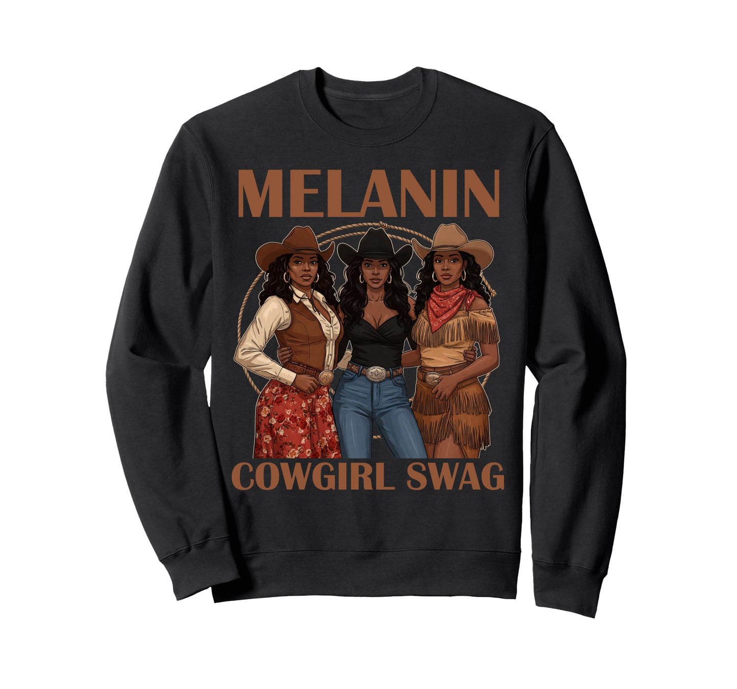 Lets Go Western Country Melanin Sweatshirt - Aesthetic Graphic for Adults - T-Shirt, Sweatshirt, Hoodie