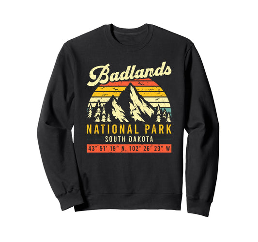 Badlands Coordinates Sd National Park Sweatshirt - Novelty Apparel Unisex - T-Shirt, Sweatshirt, Hoodie