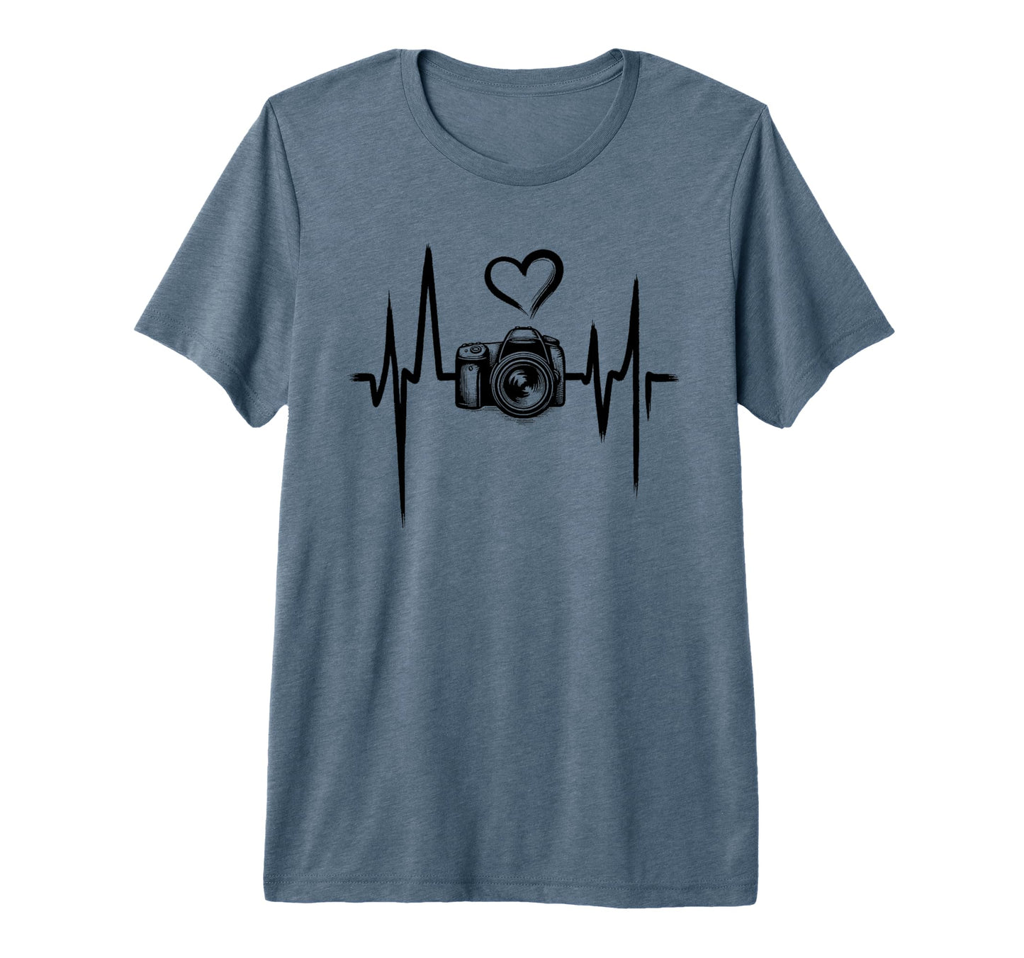 Camera Heartbeat Photography Lover Tri Blend T-Shirt - Graphic Print Unisex - T-Shirt, Sweatshirt, Hoodie