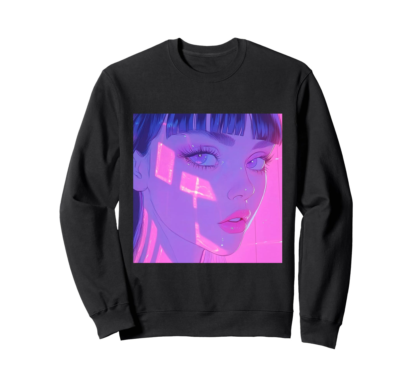 Aesthetic Vaporwave Anime Sad Sweatshirt - Custom Art Print Unisex - T-Shirt, Sweatshirt, Hoodie