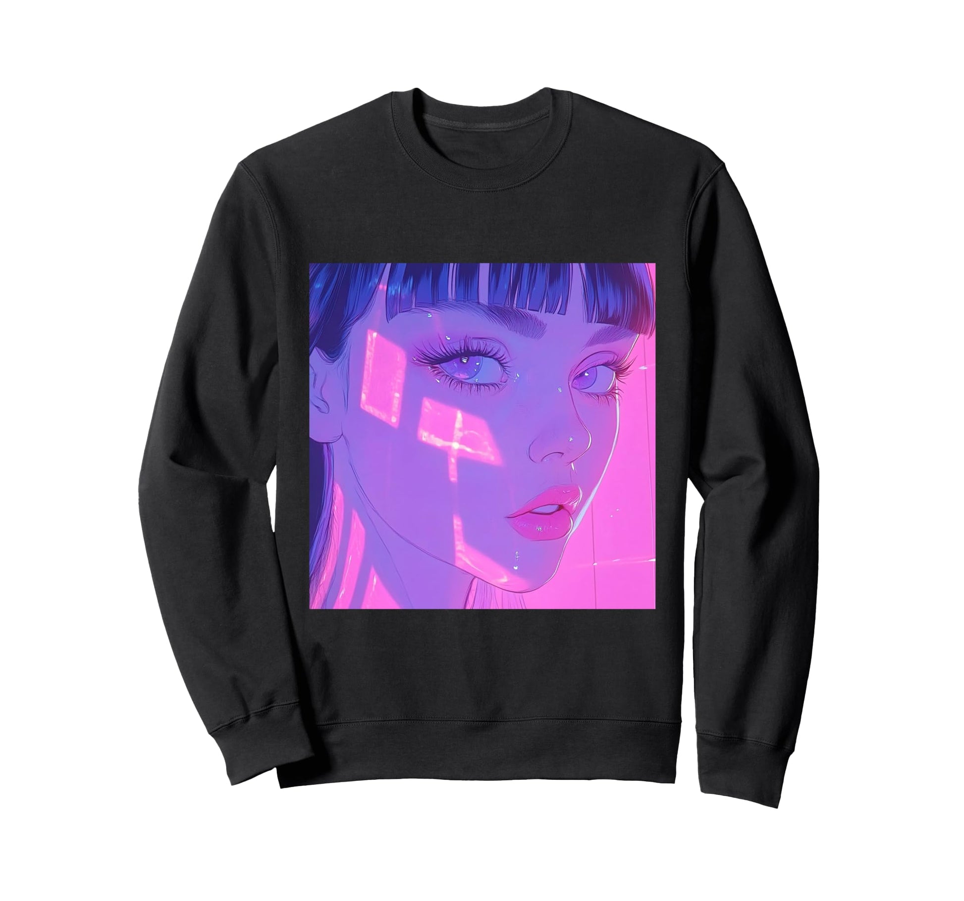 Aesthetic Vaporwave Anime Sad Sweatshirt - Custom Art Print Unisex - T-Shirt, Sweatshirt, Hoodie