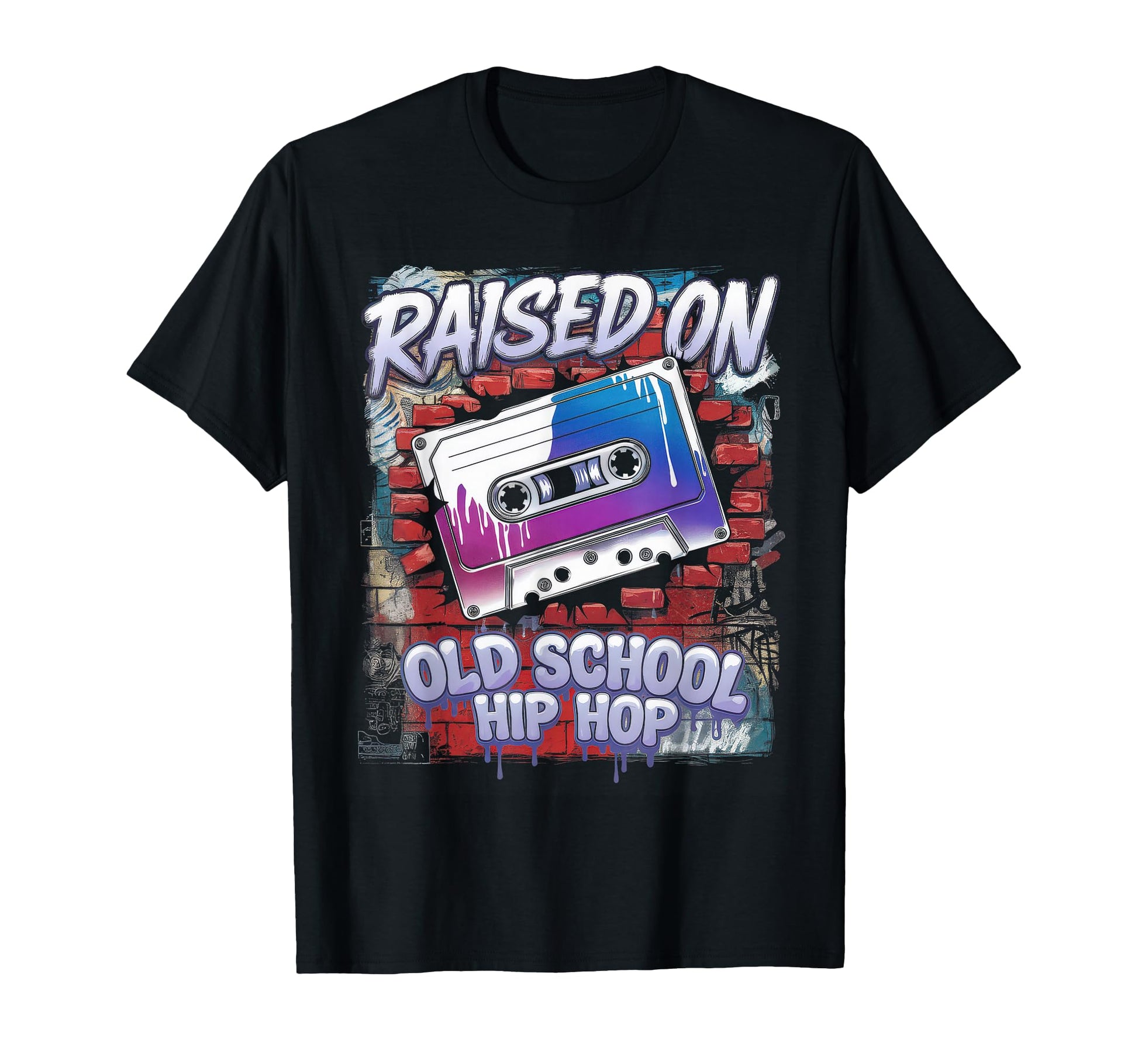 Raised Old School Hip Hop Cassette T-Shirt - Custom Art Print Unisex - T-Shirt, Sweatshirt, Hoodie