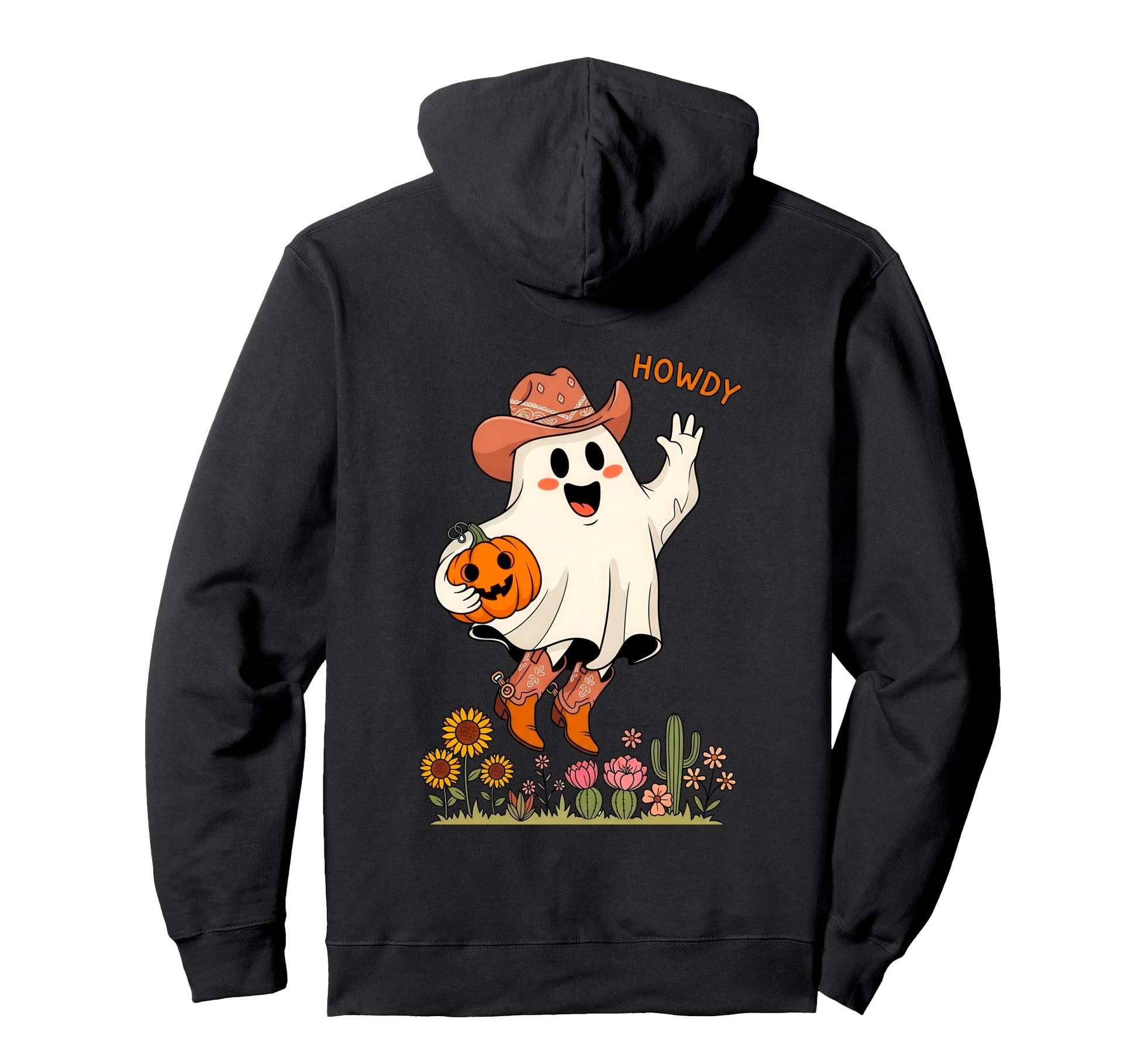 Howdy Boo Cowboy Ghost Halloween Hoodie - Casual Everyday Wear Men Women - T-Shirt, Sweatshirt, Hoodie