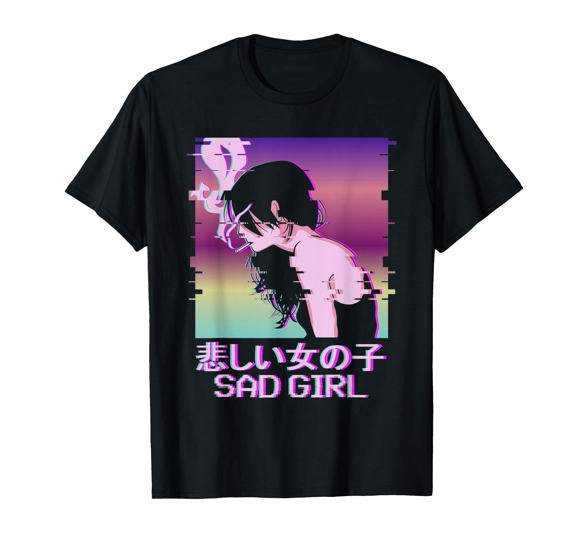 Sad Japanese Vaporwave Alt Indie T-Shirt - Fun Novelty Design for Adults - T-Shirt, Sweatshirt, Hoodie