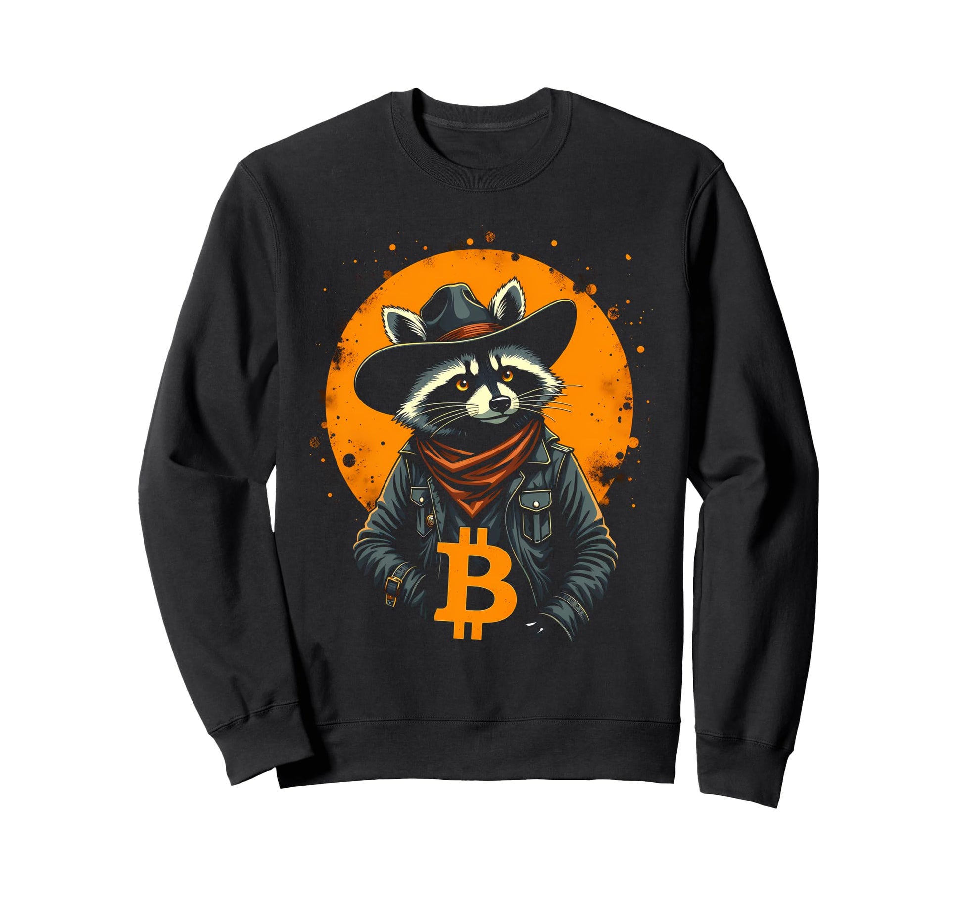 Raccoon Cowboy Bitcoin Logo Hodl Sweatshirt - Custom Art Print Men Women - T-Shirt, Sweatshirt, Hoodie