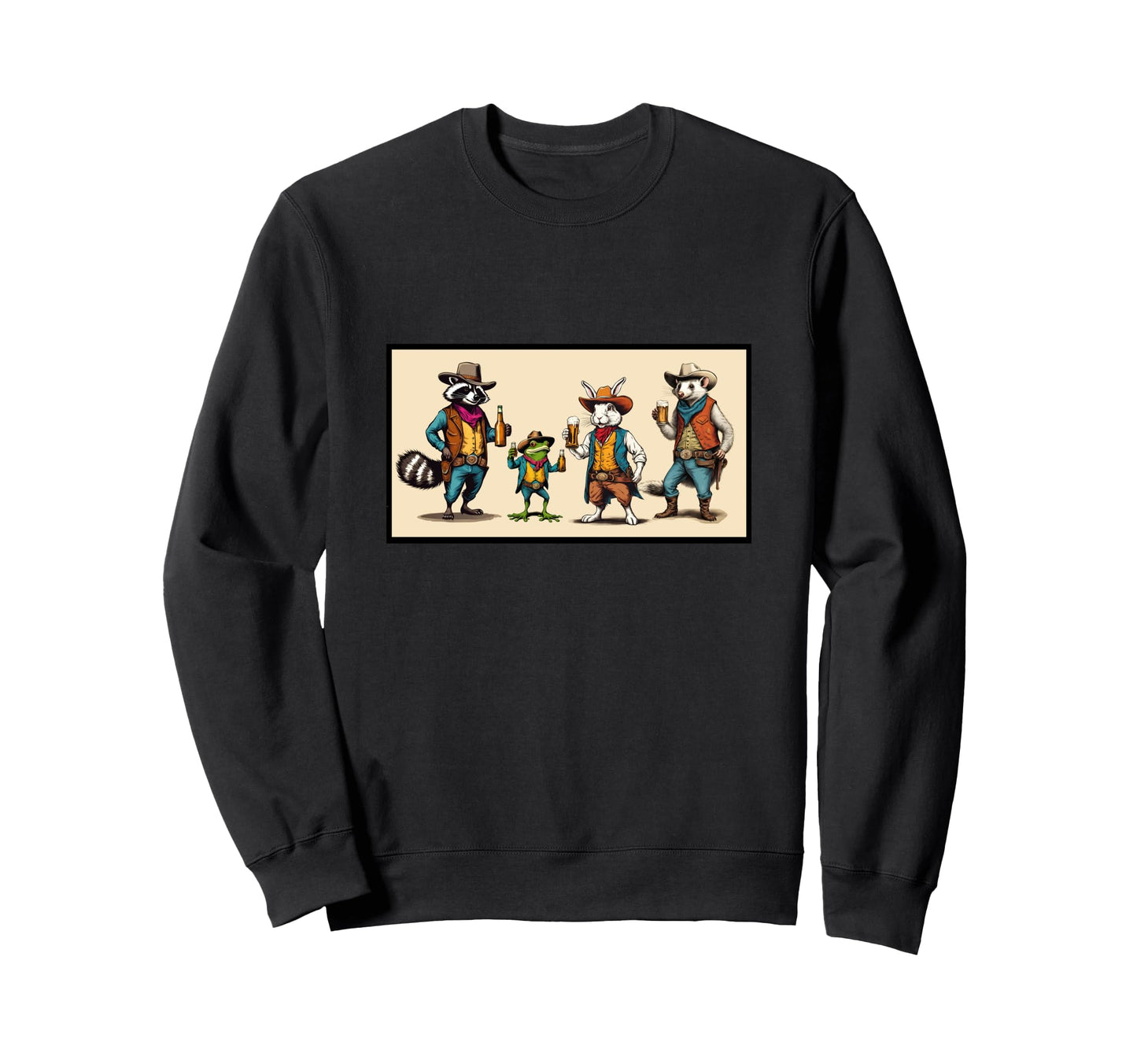 Animals W Beer Fun Party Western Gift Sweatshirt - Streetwear Style Unisex - T-Shirt, Sweatshirt, Hoodie