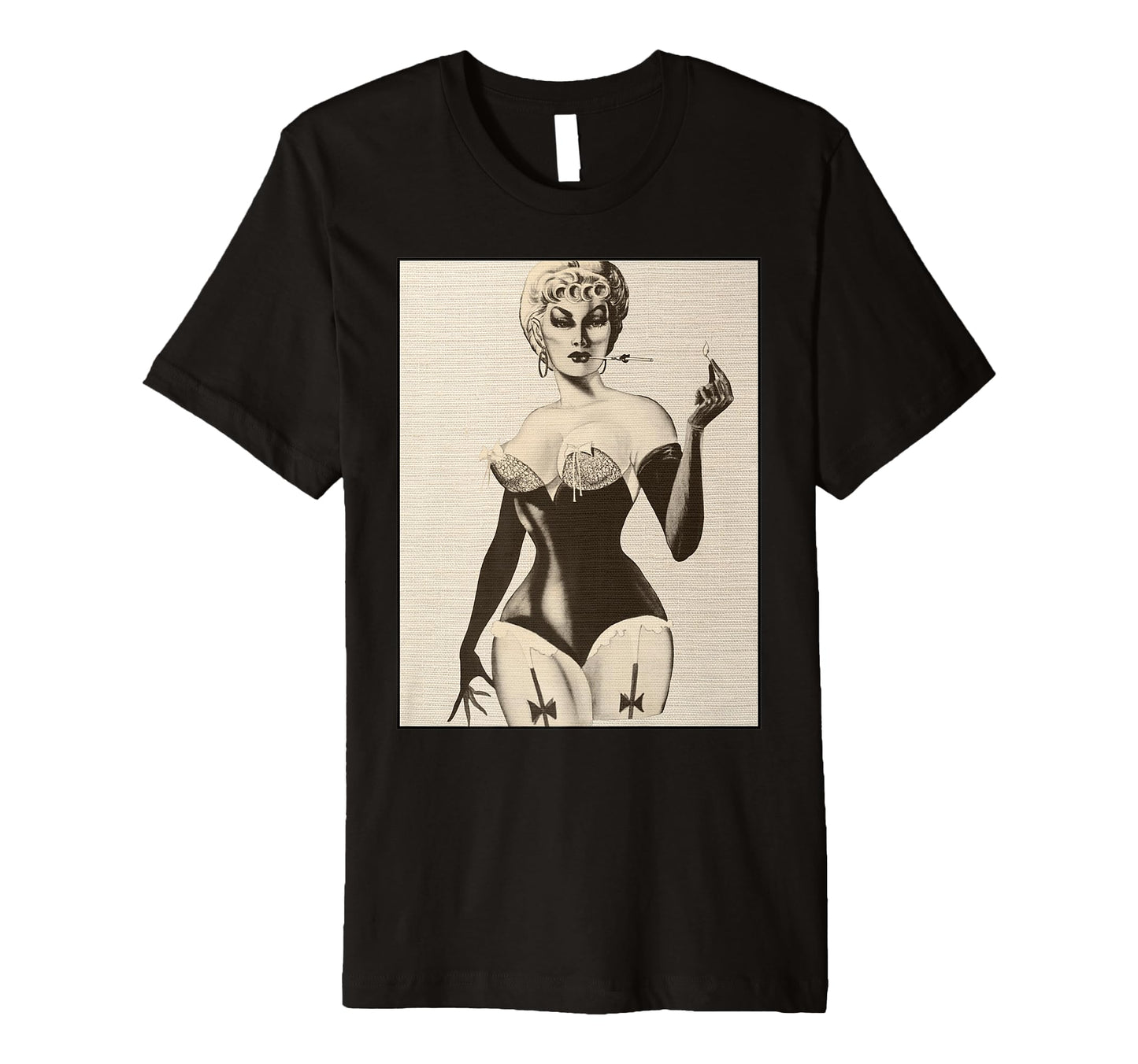 Elegant Pin Up Seductive Corset And Gloves T-Shirt - Unique Graphic Unisex - T-Shirt, Sweatshirt, Hoodie