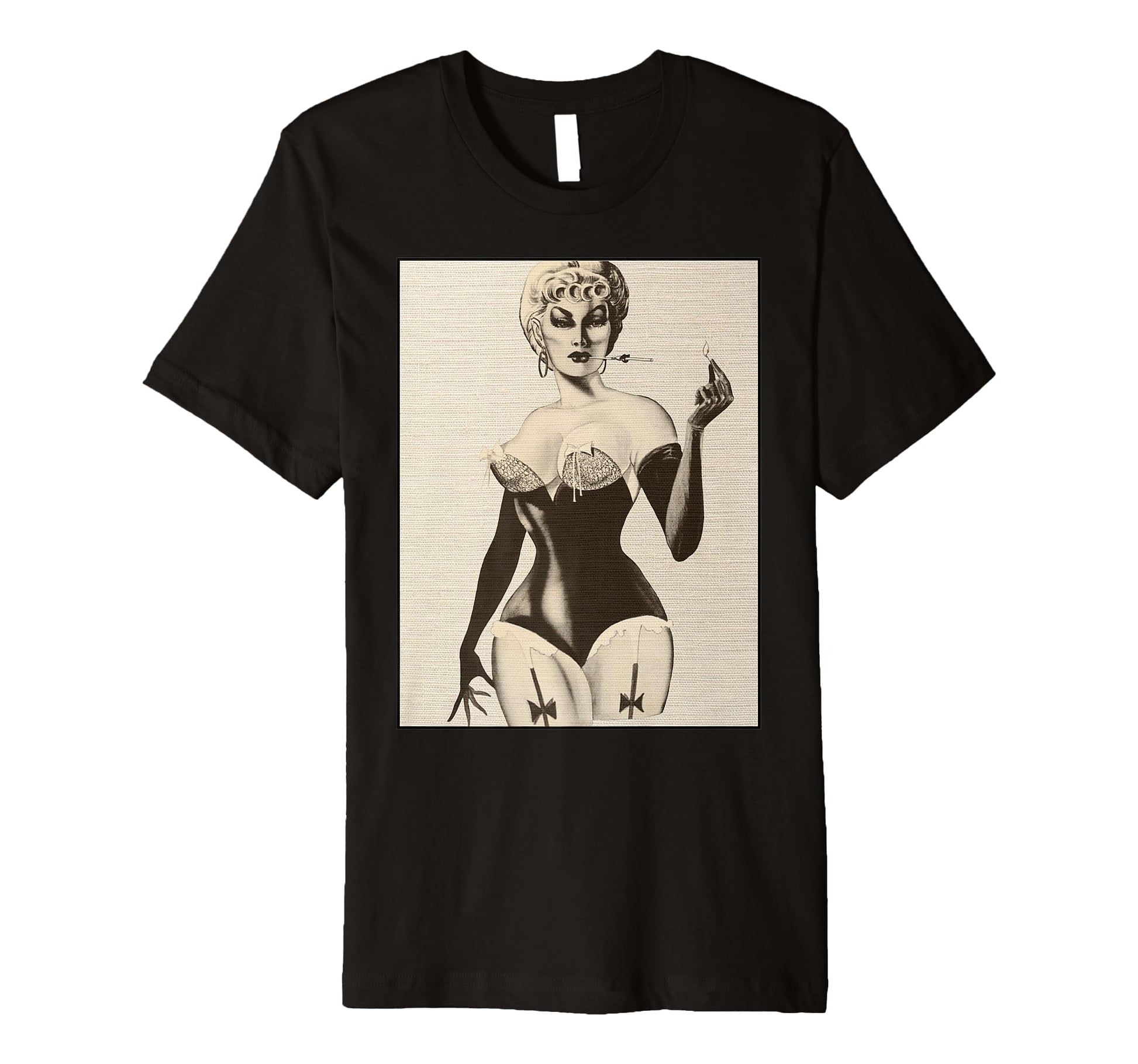 Elegant Pin Up Seductive Corset And Gloves T-Shirt - Unique Graphic Unisex - T-Shirt, Sweatshirt, Hoodie