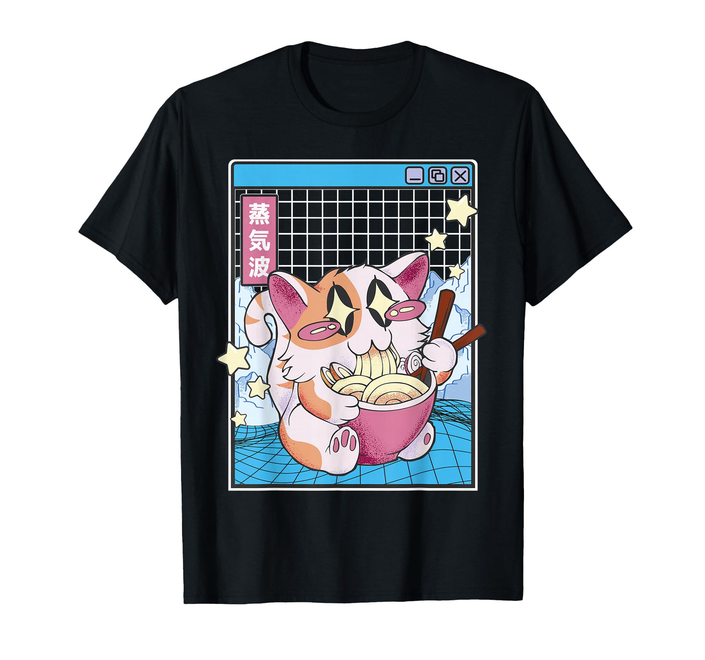 Cat Ramen Noodles Kawaii Vaporwave T-Shirt - Novelty Apparel Men Women - T-Shirt, Sweatshirt, Hoodie