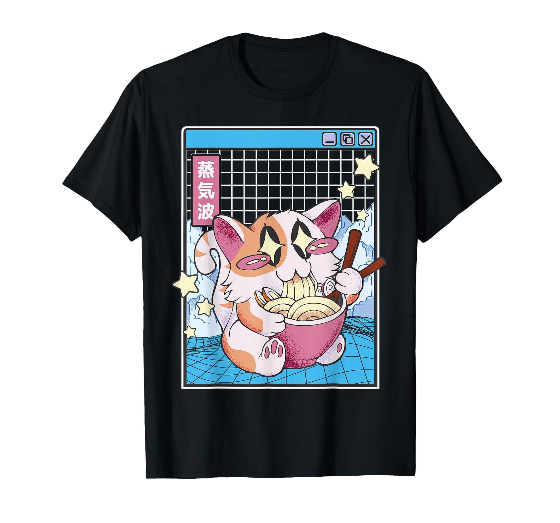 Cat Ramen Noodles Kawaii Vaporwave T-Shirt - Novelty Apparel Men Women - T-Shirt, Sweatshirt, Hoodie