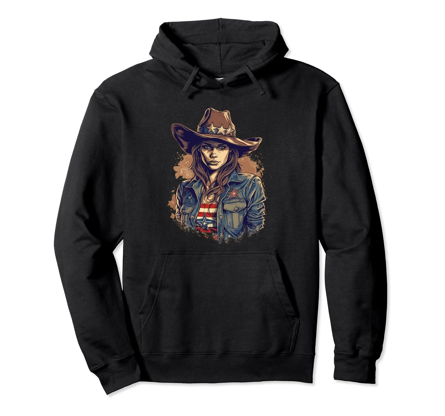 Cowgirl Cowboy Patriotic Cow And Farm Hoodie - Custom Art Print Men Women - T-Shirt, Sweatshirt, Hoodie