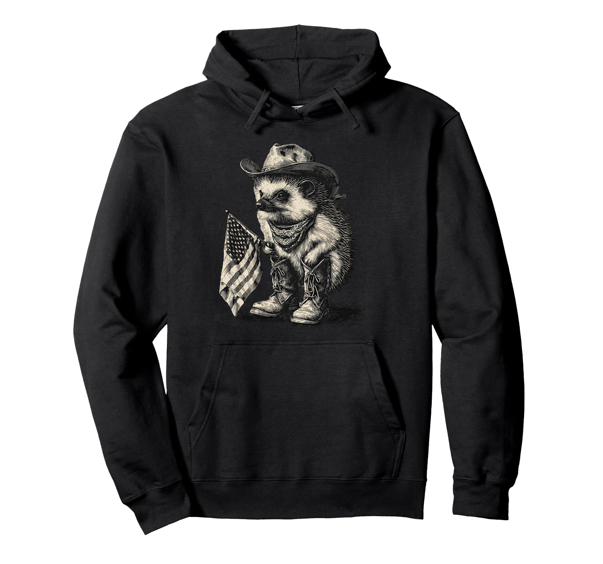 Hedgehog Cowboy Rodeo Cowgirl Western Hoodie - Custom Art Print for Adults - T-Shirt, Sweatshirt, Hoodie